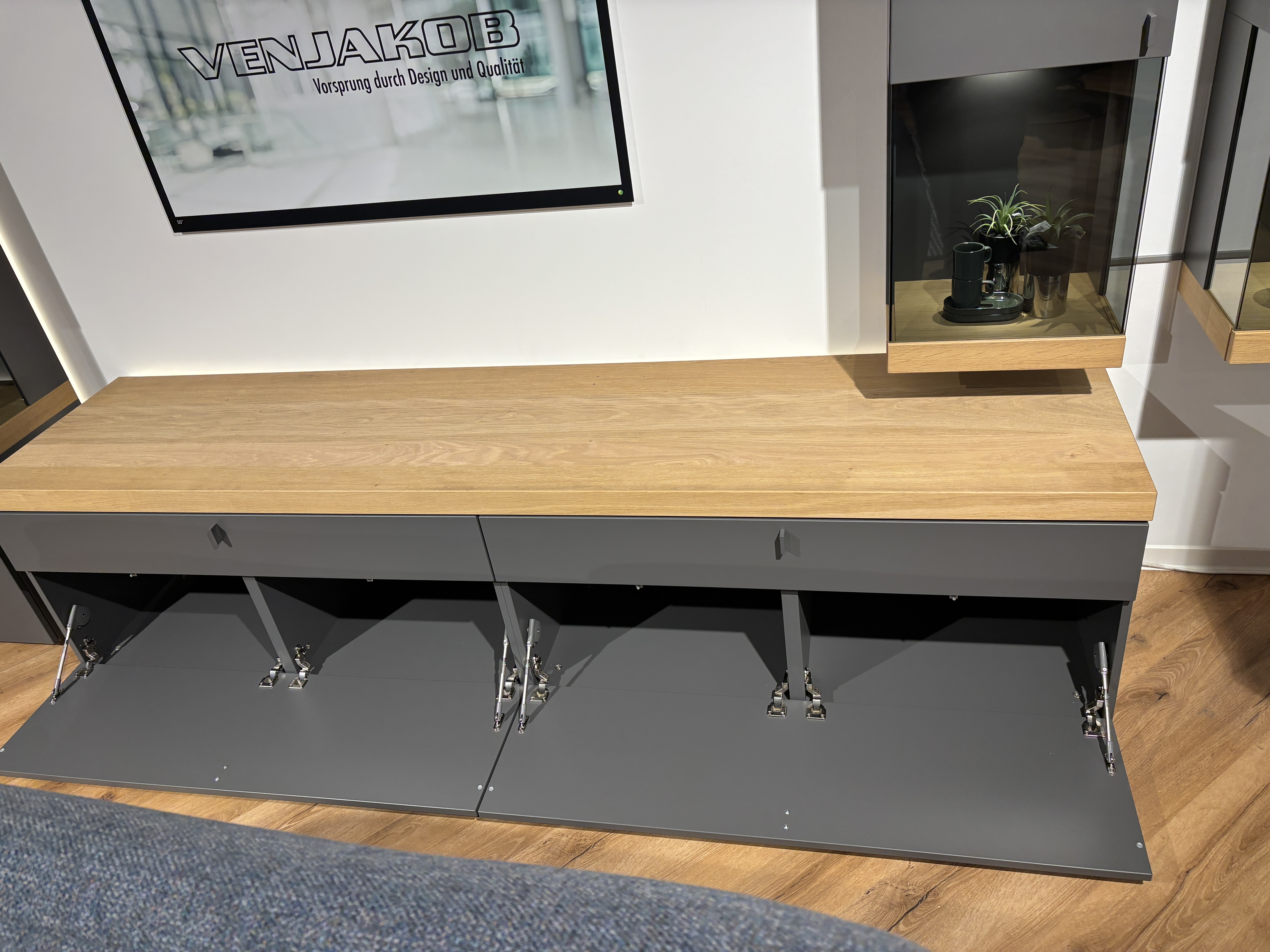 Wohnwandkombination, schiefergrau matt - LS 284122