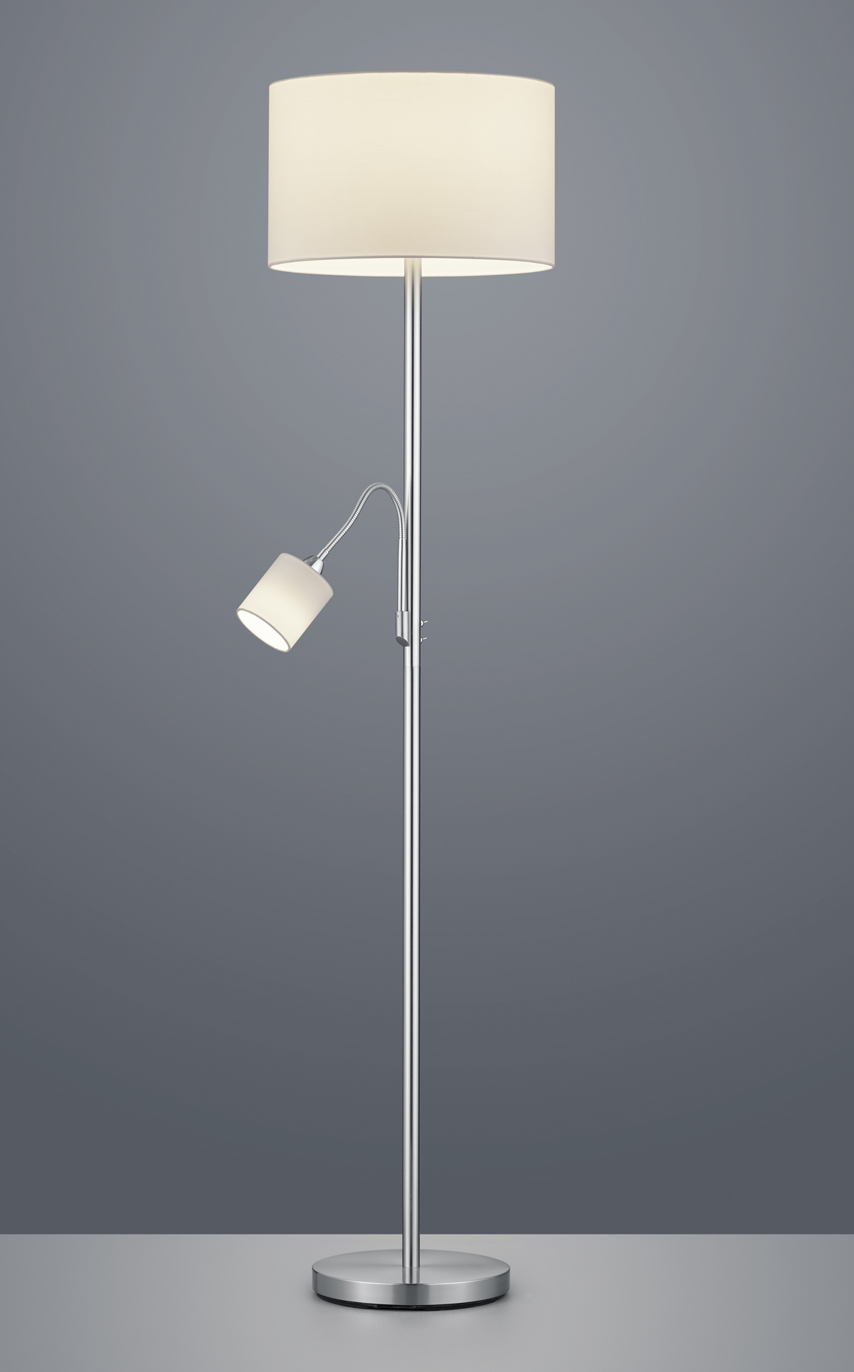 Stehleuchte Hotel - 2flg., Metall/Nickel matt,170xØ40 cm