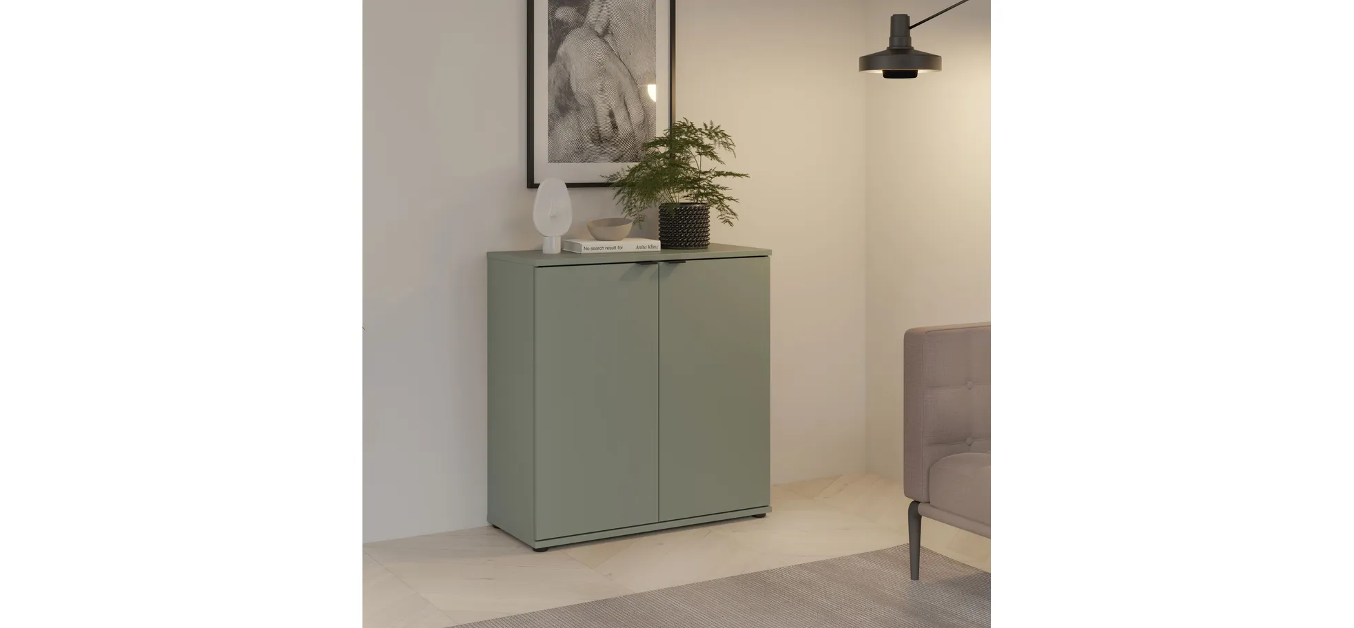 Kommode, Salbei, 2 Türen - Finella