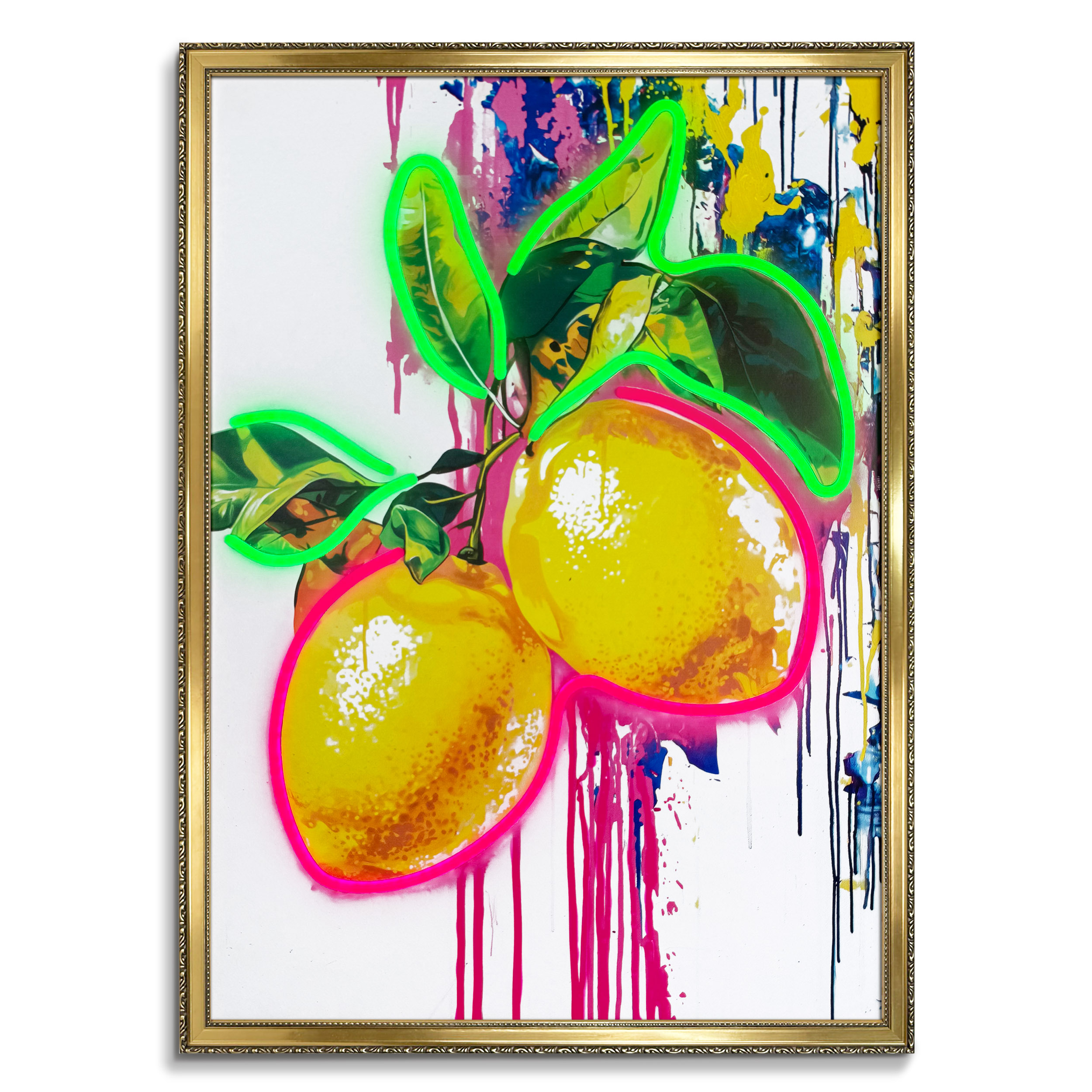 Neon LED Art Black - 50x70cm, summer lemons