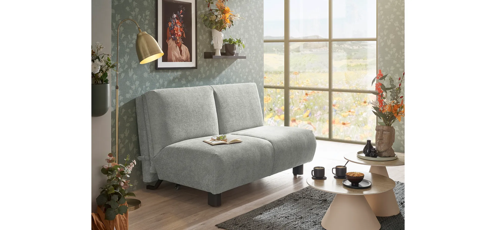 Faltsofa EBBY - 2-Sitzer ohne Armlehne, 140 cm inkl. Schlaffunktion/Relaxfunktion, Stoff, Grau Faltsofa EBBY - 2-Sitzer ohne Armlehne, 140 cm inkl. Schlaffunktion/Relaxfunktion, Stoff, Grau
