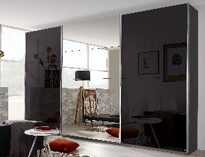 Schwebetürenschrank, grau metallic  - Rivasa/Raila