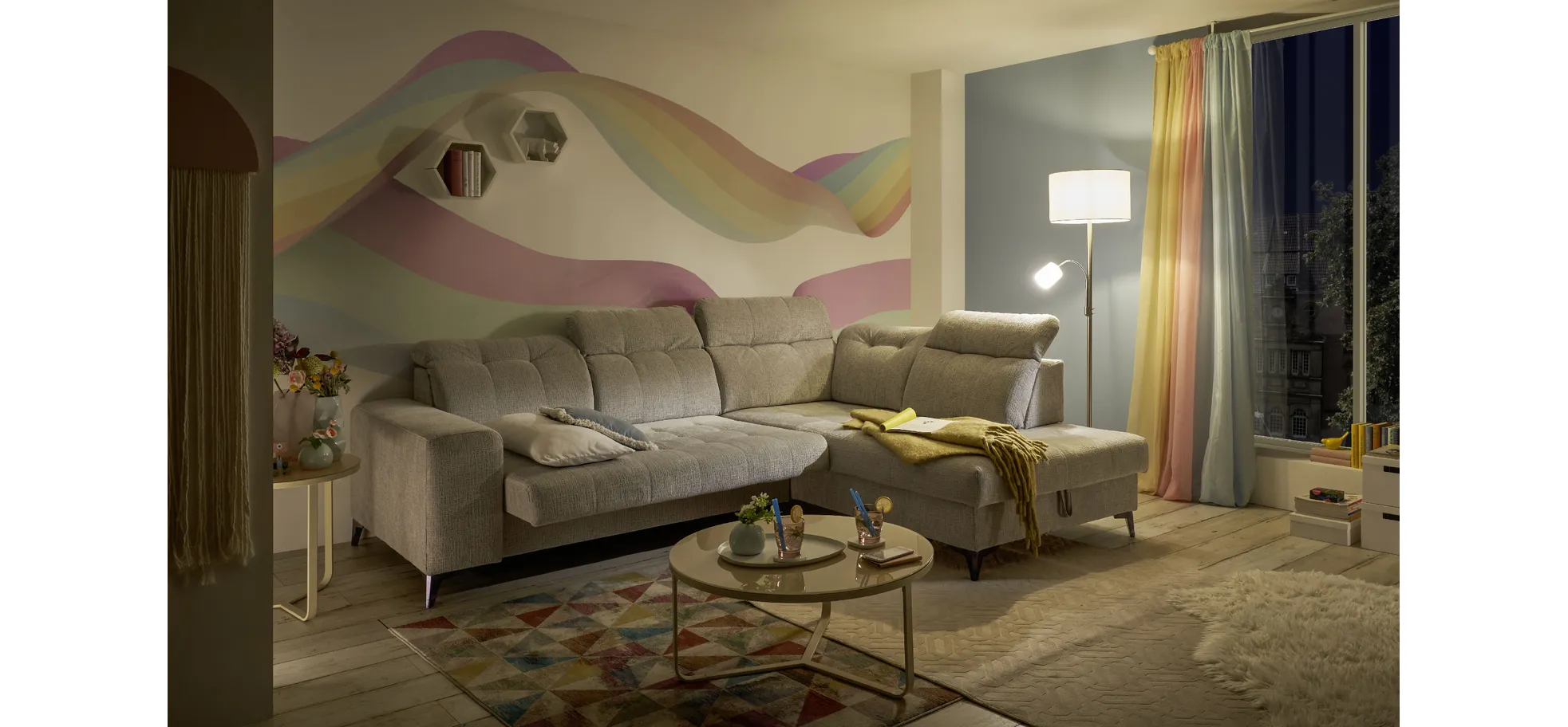 Ecksofa, light grey - Elty