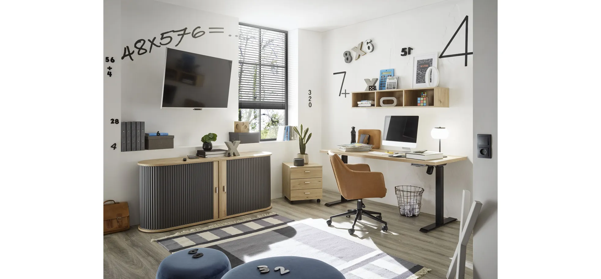 Jalousieschrank - Eiche Nachbildung, Graphit Jalousieschrank - Eiche Nachbildung, Graphit