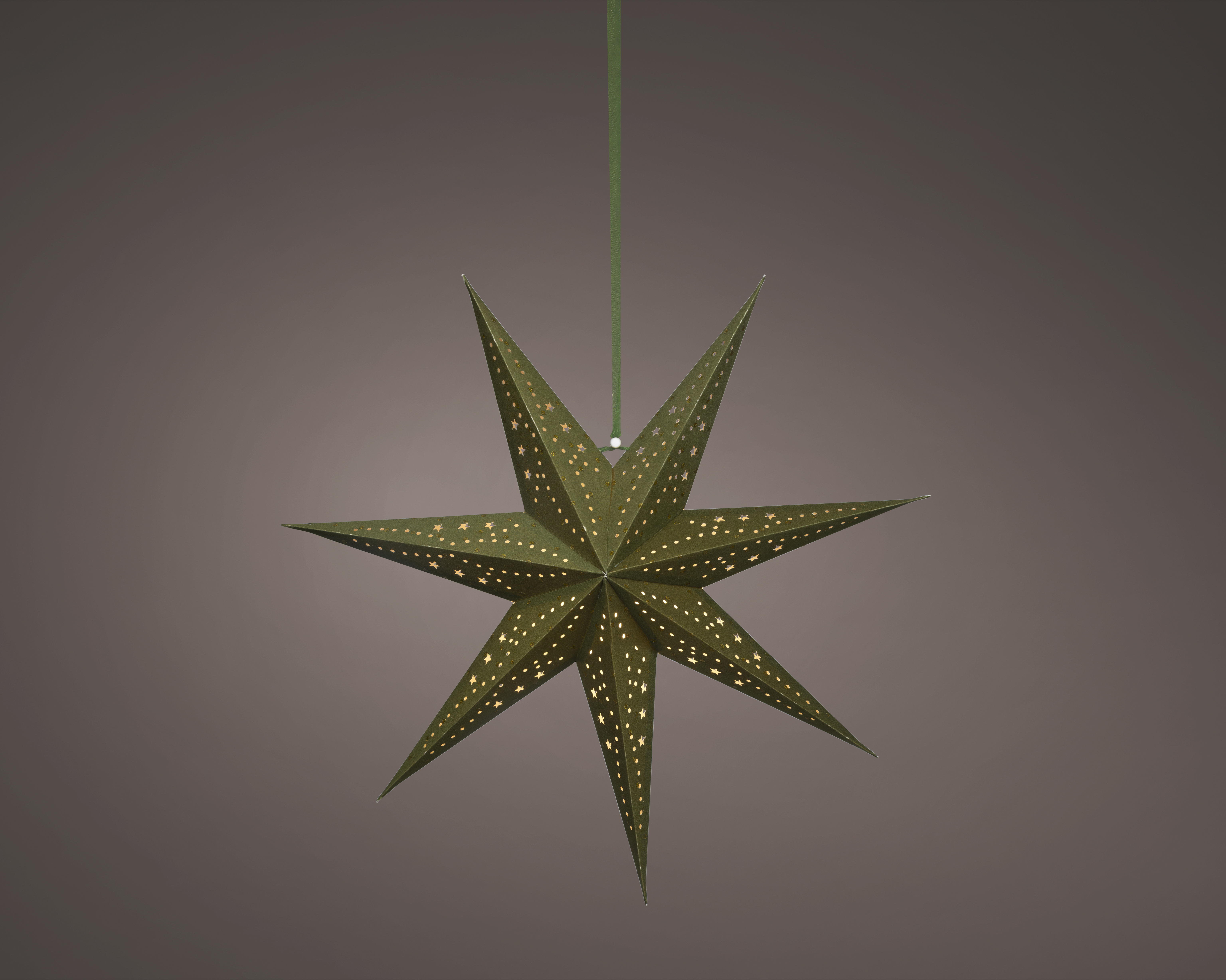 LED Stern - grün/warmes weiss, Papier, Ø58-L24.5cm-6L