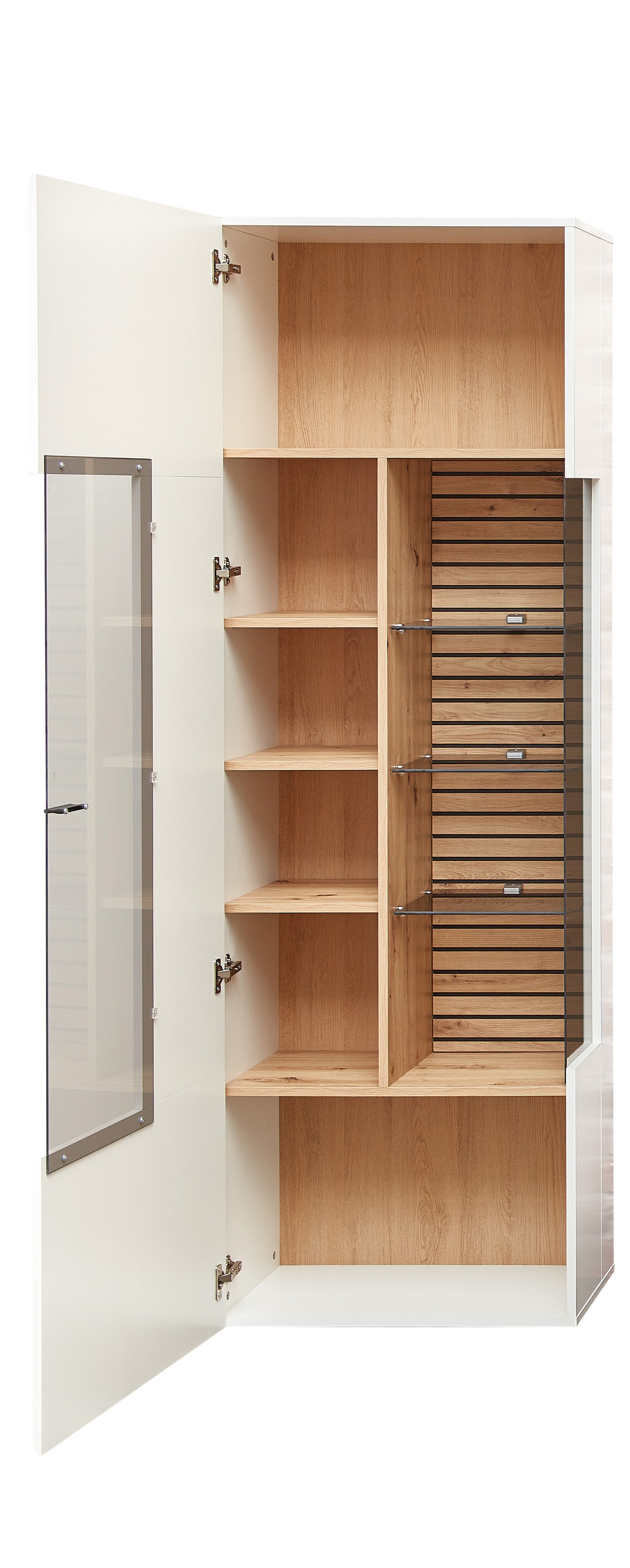 Vitrine, weiß matt MDF, Leistenoptik - LS25 Duron