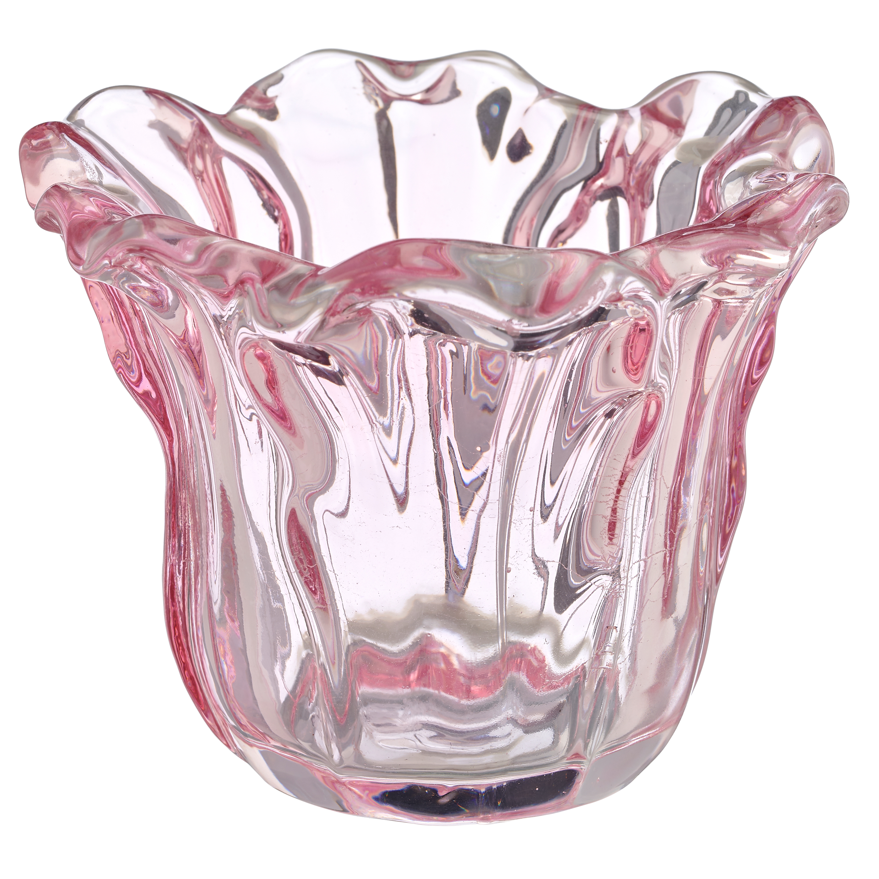 Glas Teelicht, Blütenform, 10,5x10,5x8cm, rosa - glas, rosa