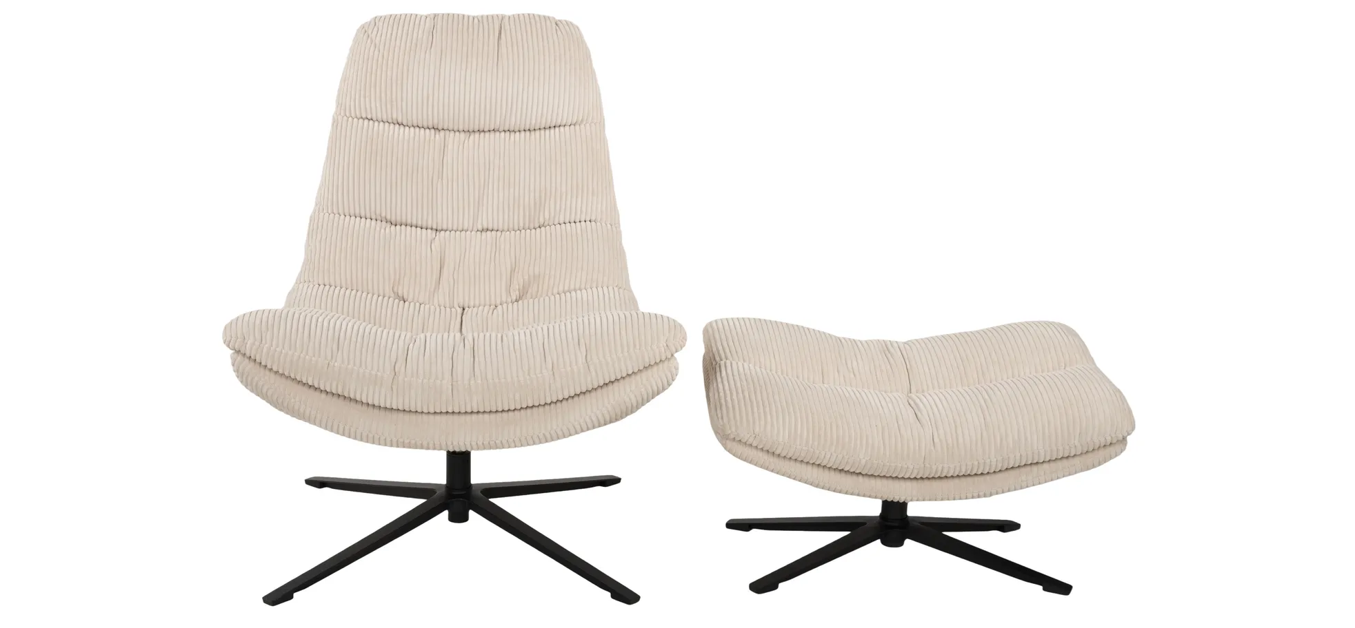 Relaxsessel mit Hocker, Cord beige - Duane