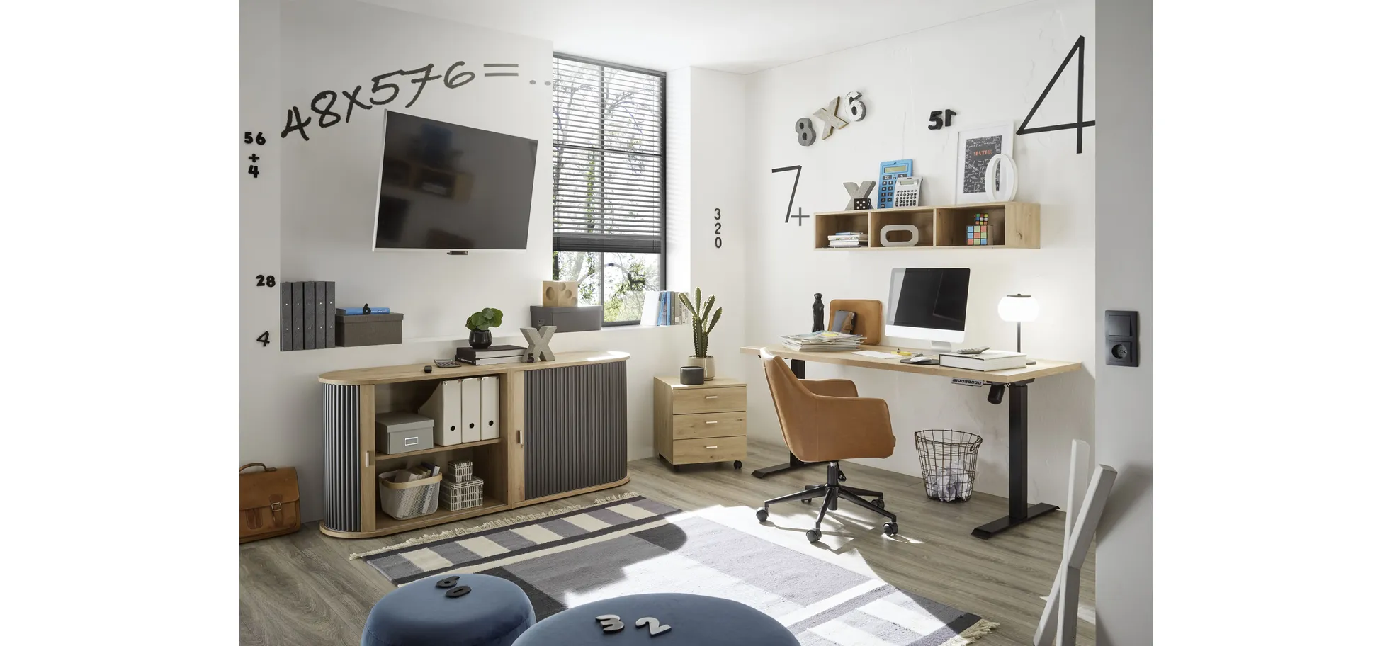 Jalousieschrank - Eiche Nachbildung, Graphit Jalousieschrank - Eiche Nachbildung, Graphit