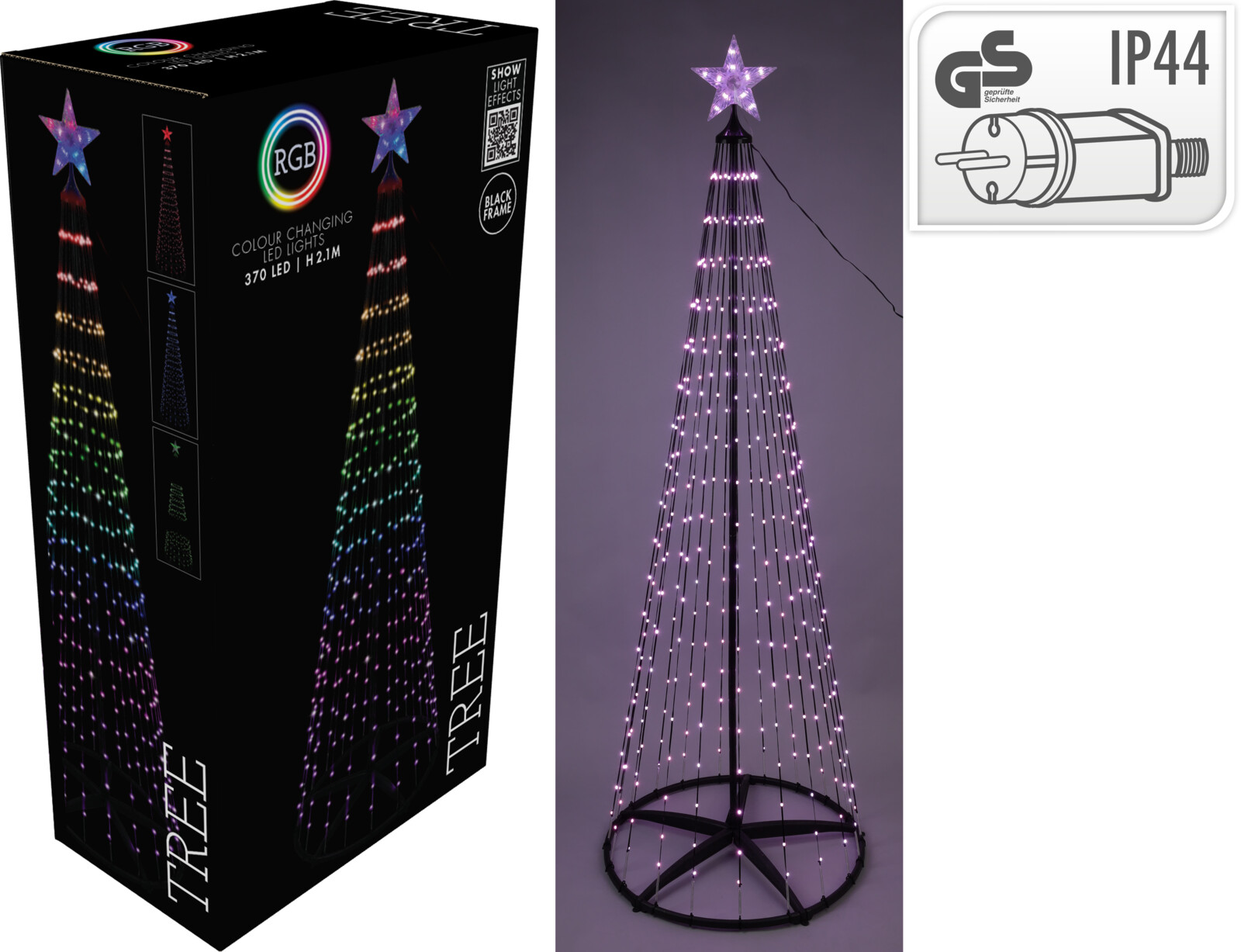 Leuchtbaum LED RGB - schwarz, 210cm
