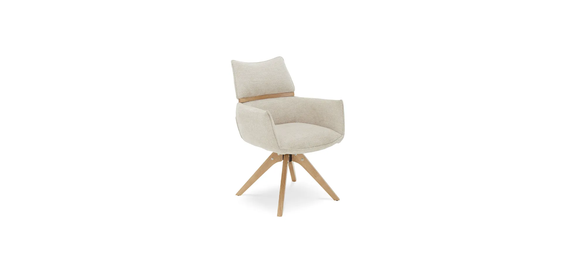 Armlehnstuhl, Bezug beige, Gestell Eiche - Marou