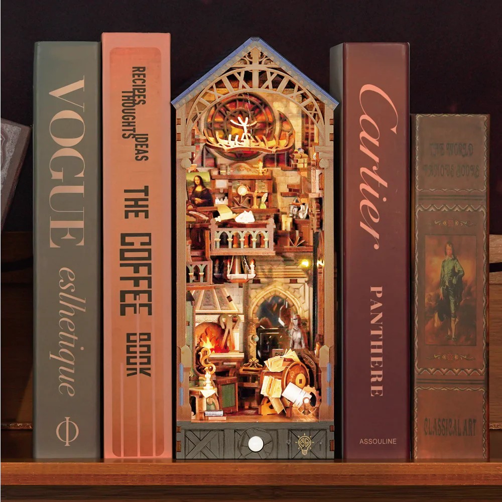 Tonecheer DIY-Set Book Nook mit LED, 3D Puzzle - Leonardo Da Vinci