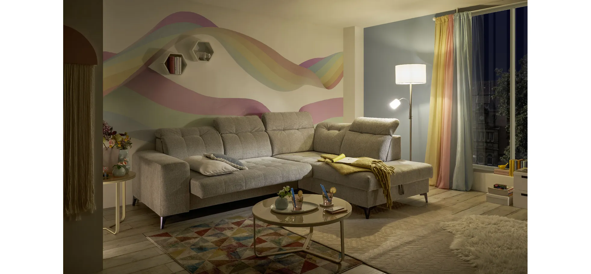 Ecksofa, light grey - Elty