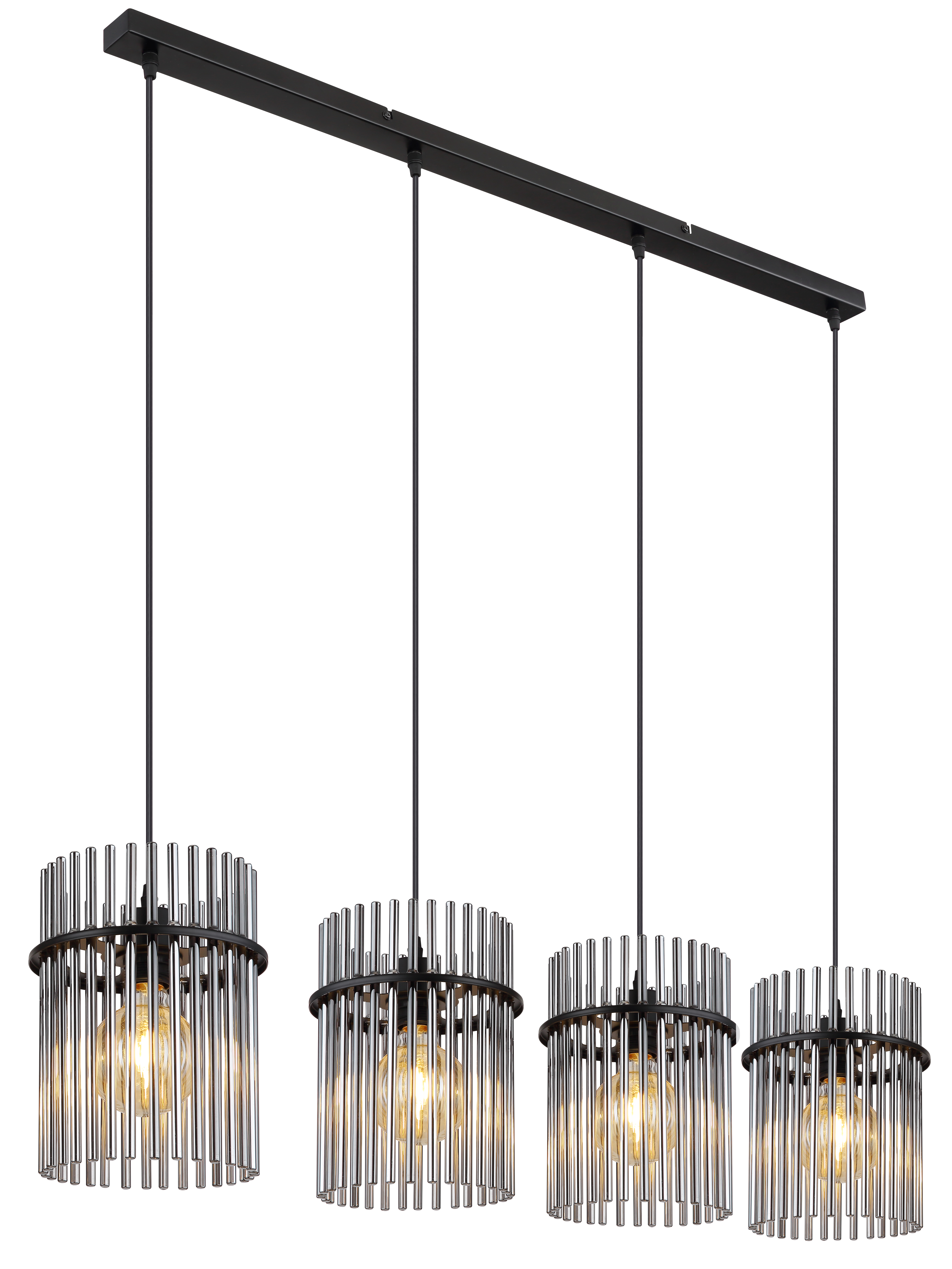 Pendelleuchte GORLEY - 4xE27, Metall schwarz matt, 110x20x40cm