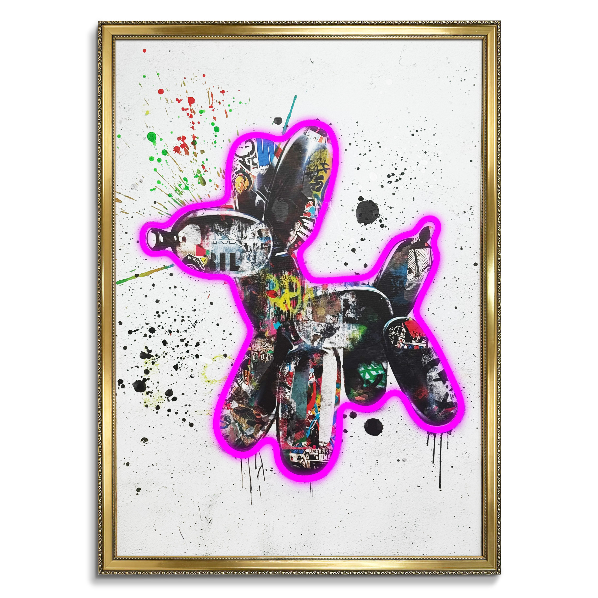 Neon LED Art Black - 50x70cm, dog graffiti