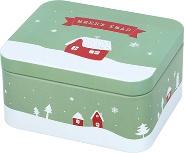 Gebäckdose Merry Xmas - grün, eckig,  Größe S