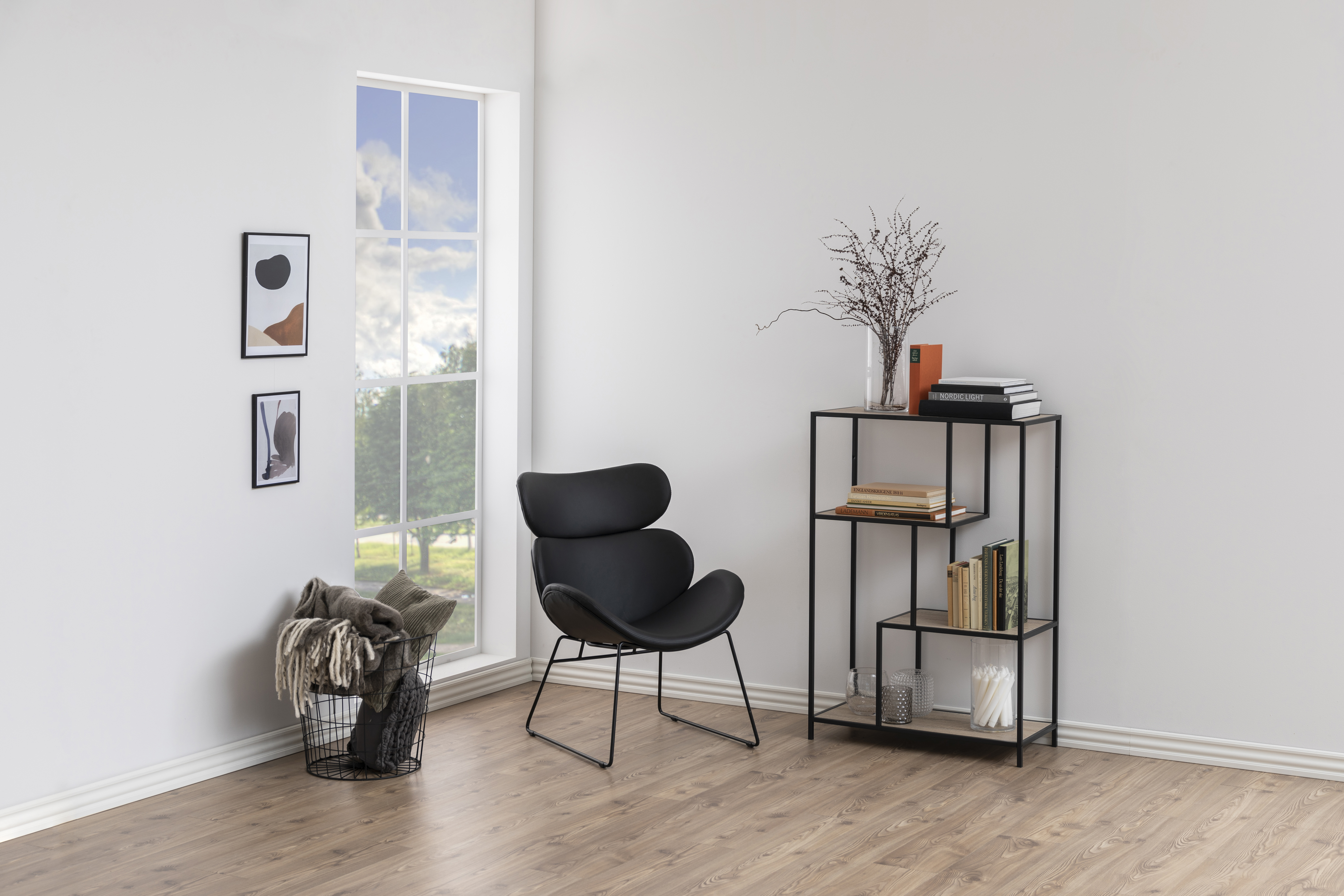 Bücherregal, Wildeiche, Metall schwarz - Auroa