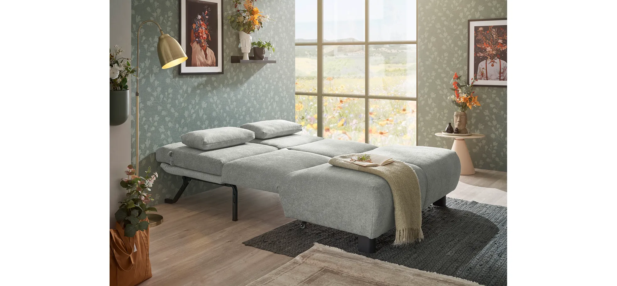 Faltsofa EBBY - 2-Sitzer ohne Armlehne, 140 cm inkl. Schlaffunktion/Relaxfunktion, Stoff, Grau Faltsofa EBBY - 2-Sitzer ohne Armlehne, 140 cm inkl. Schlaffunktion/Relaxfunktion, Stoff, Grau