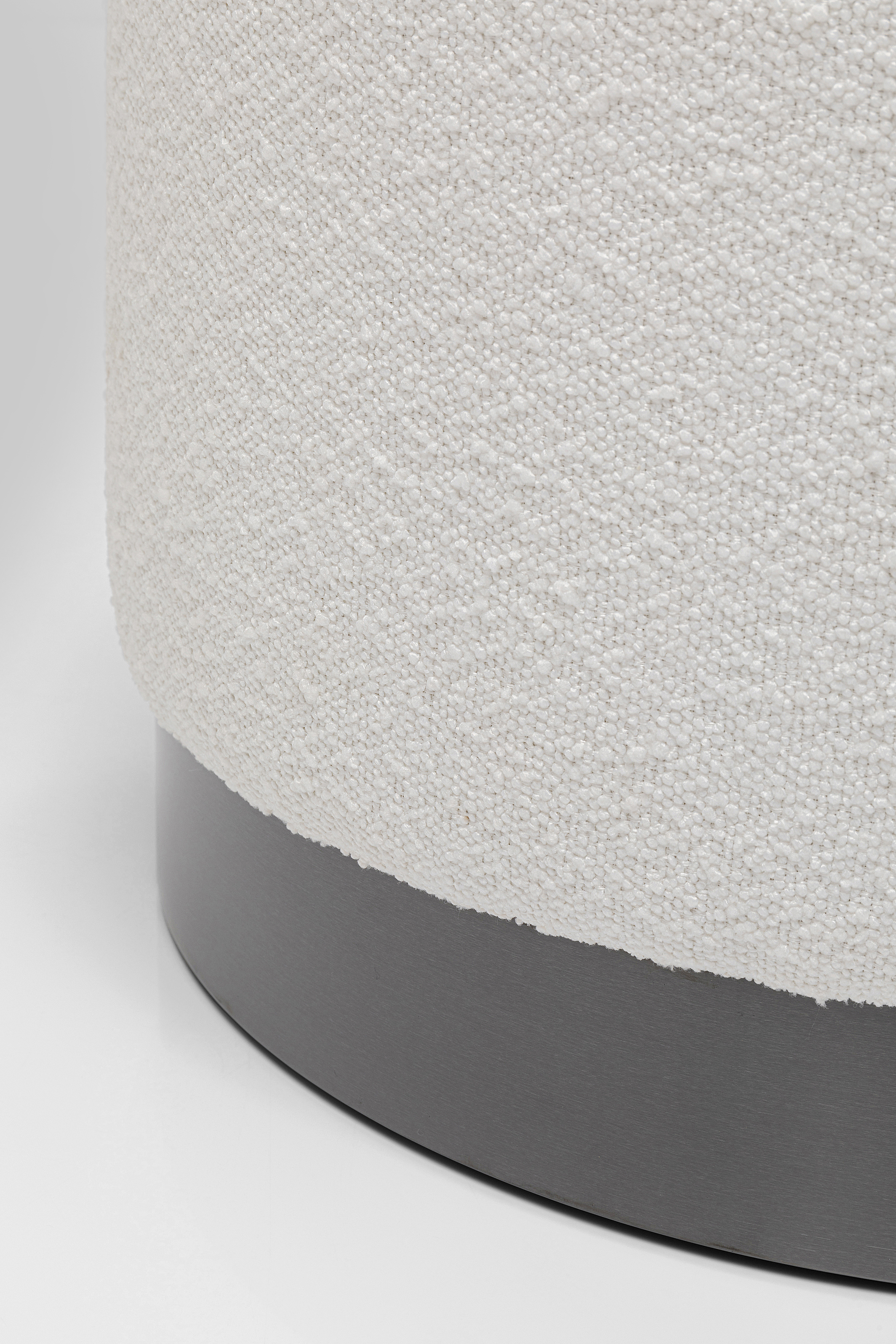 Hocker Cherry Boucle, creme, Stahl lackiert - Möbel