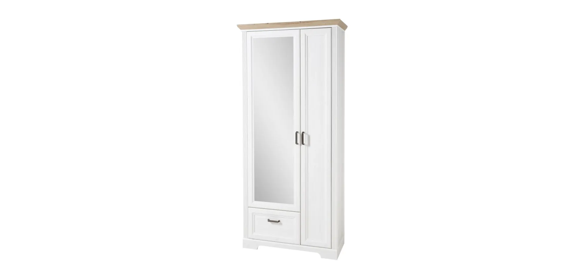 Garderobenschrank - B ca. 93 cm, Weiß, Artisan Eiche Nachbildung