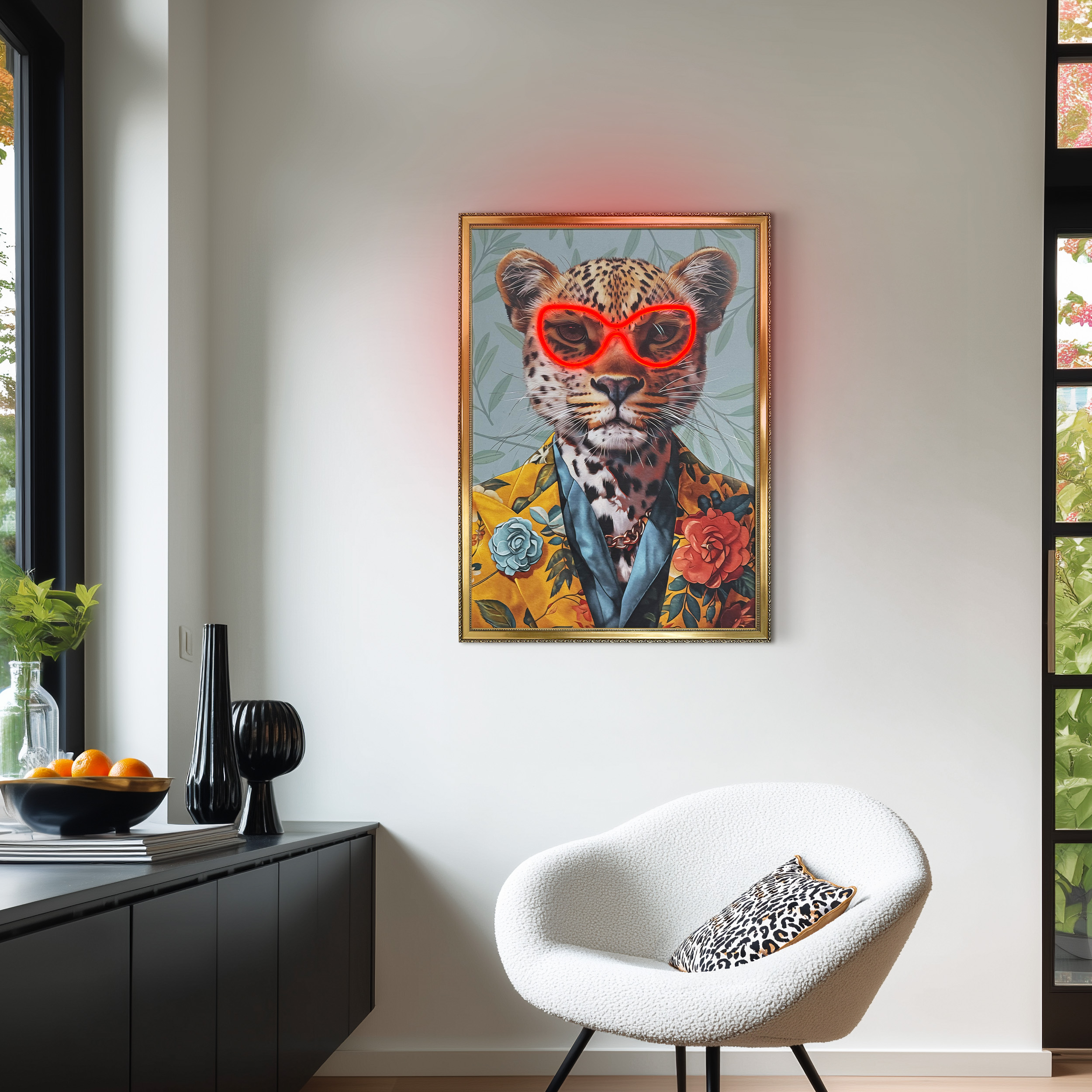 Neon LED Art Black - 50x70cm, dandy panther