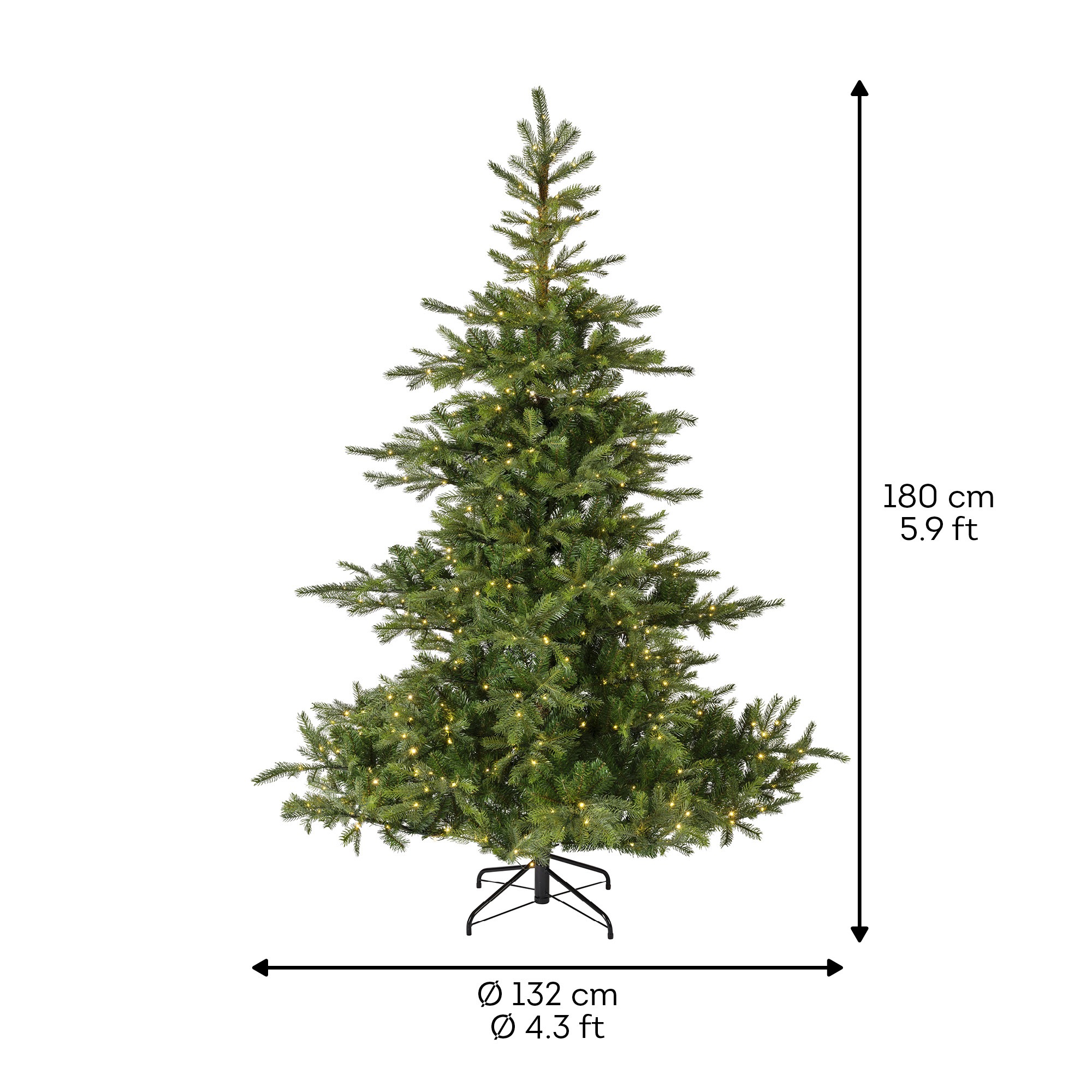 LED Tanne - grün/warmes weiss, PE/PVC, Ø132-H180cm-400L