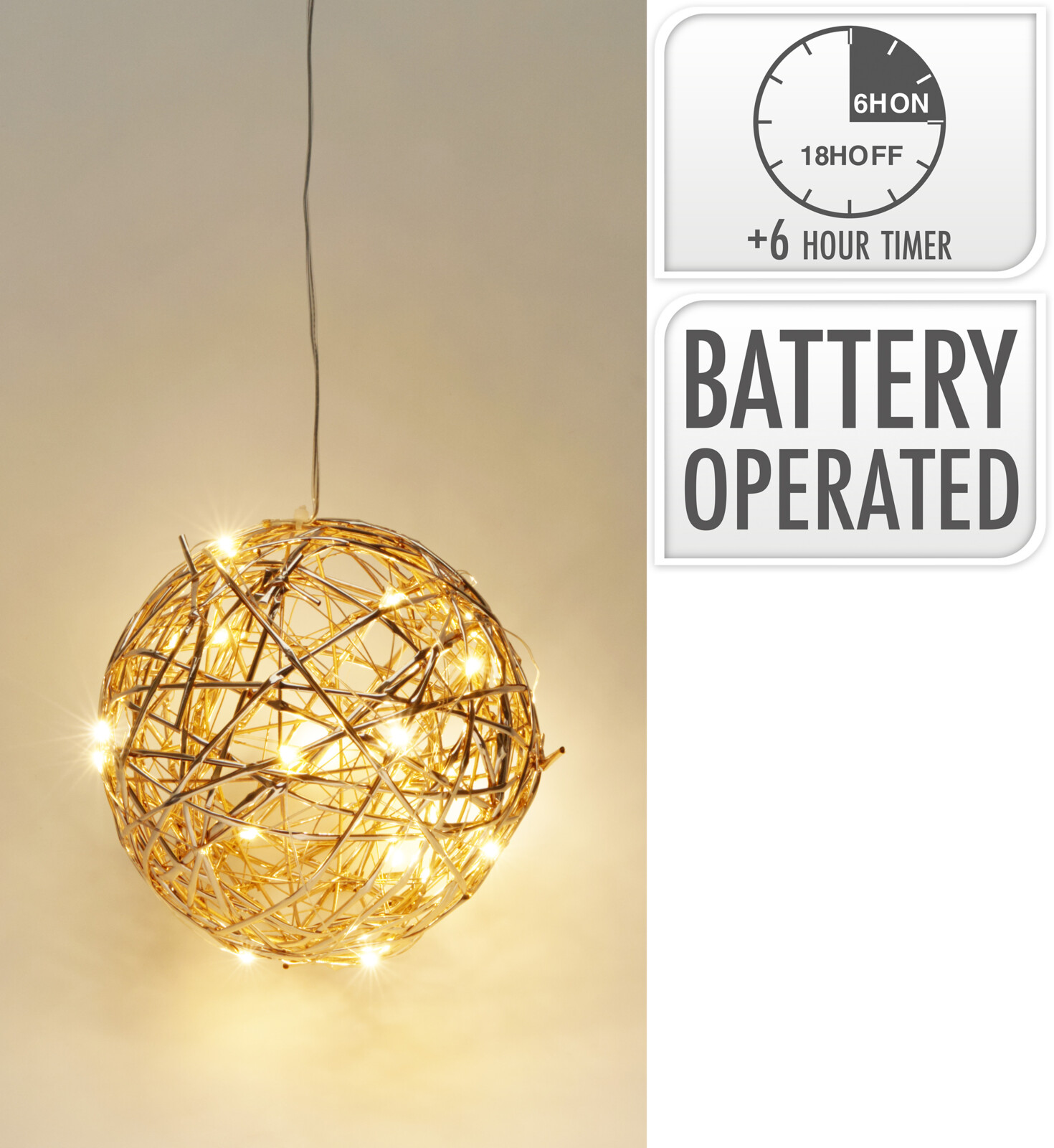 Leuchtball  LED 15cm - timer, batteriebetrieb