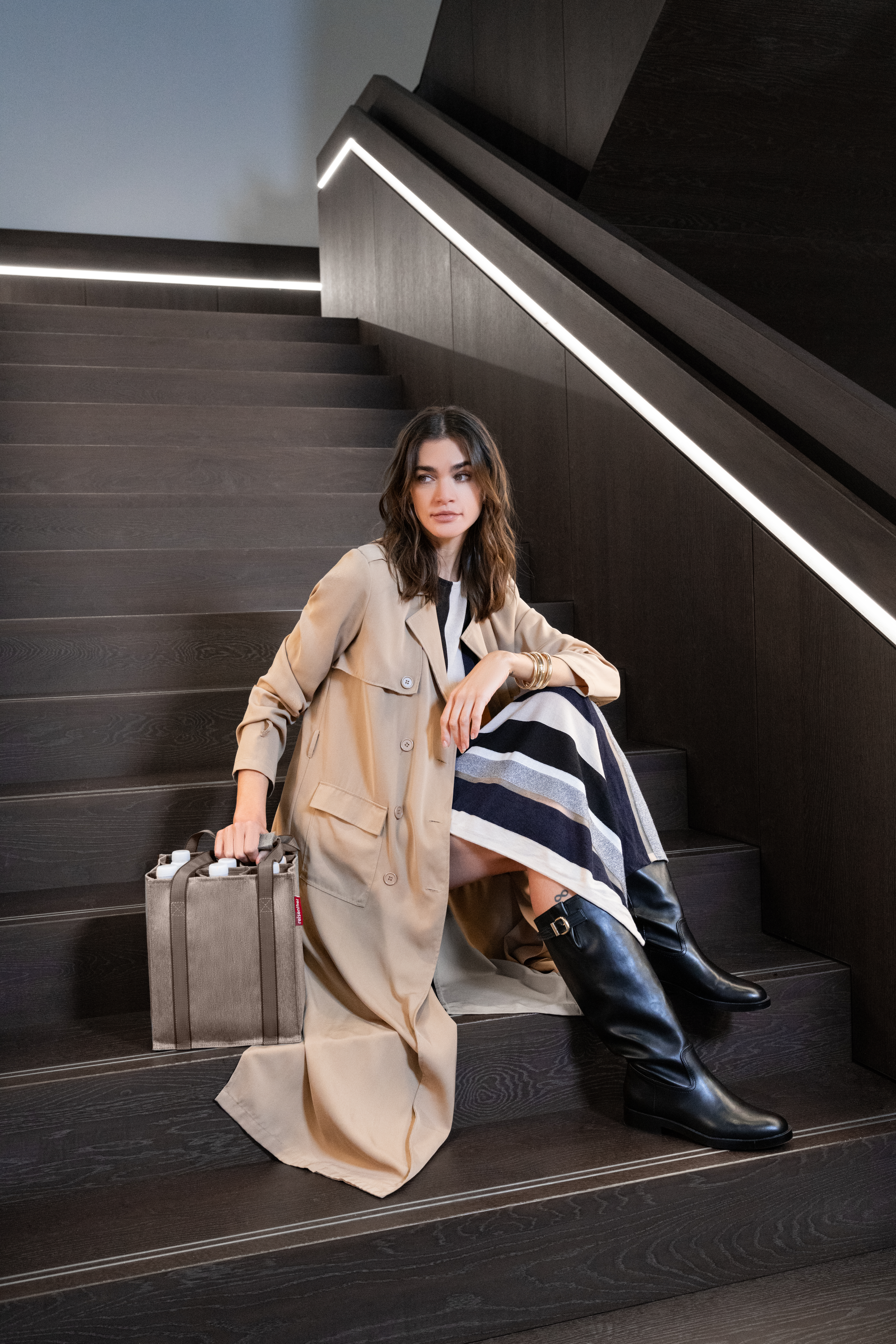 reisenthel, bottlebag dots - herringbone mokka