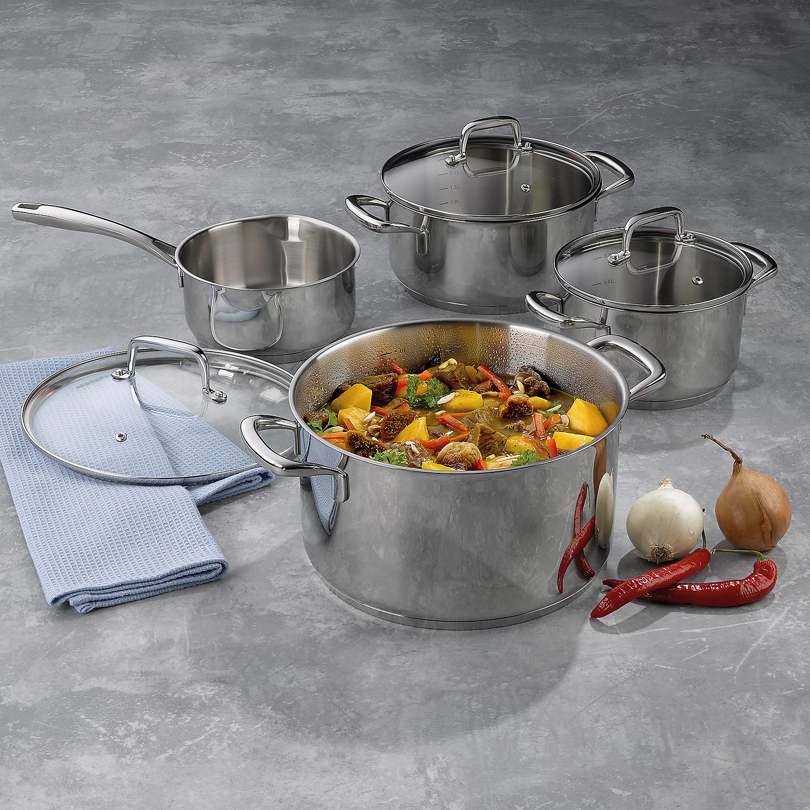 Kochtopf-Set Flavoria 4tlg - Edelstahl 18/10 silber glänzend