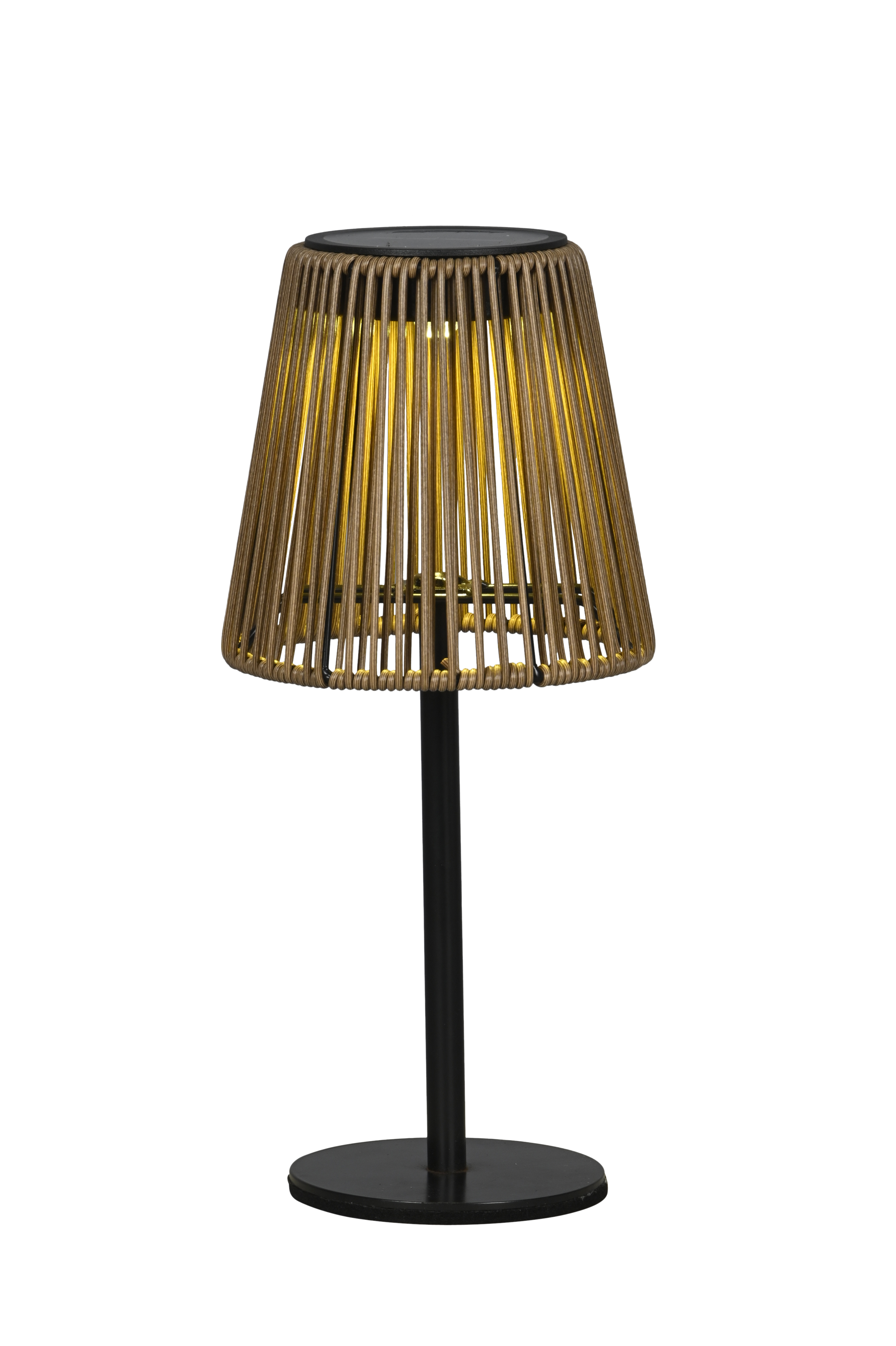 Solar Tischlampe LED, schwarz/braun - D13,5xH30,5cm