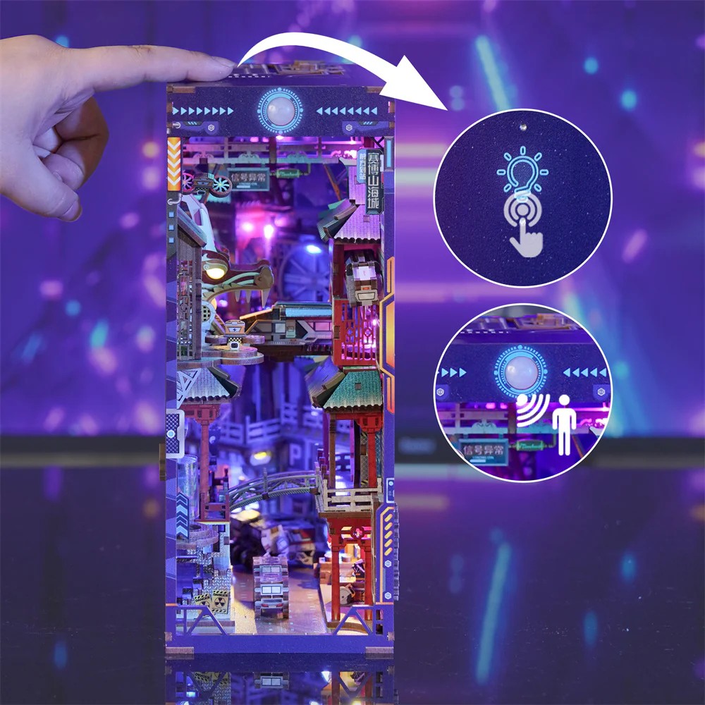 Tonecheer DIY-Set Book Nook mit LED, 3D Puzzle - Cyber City