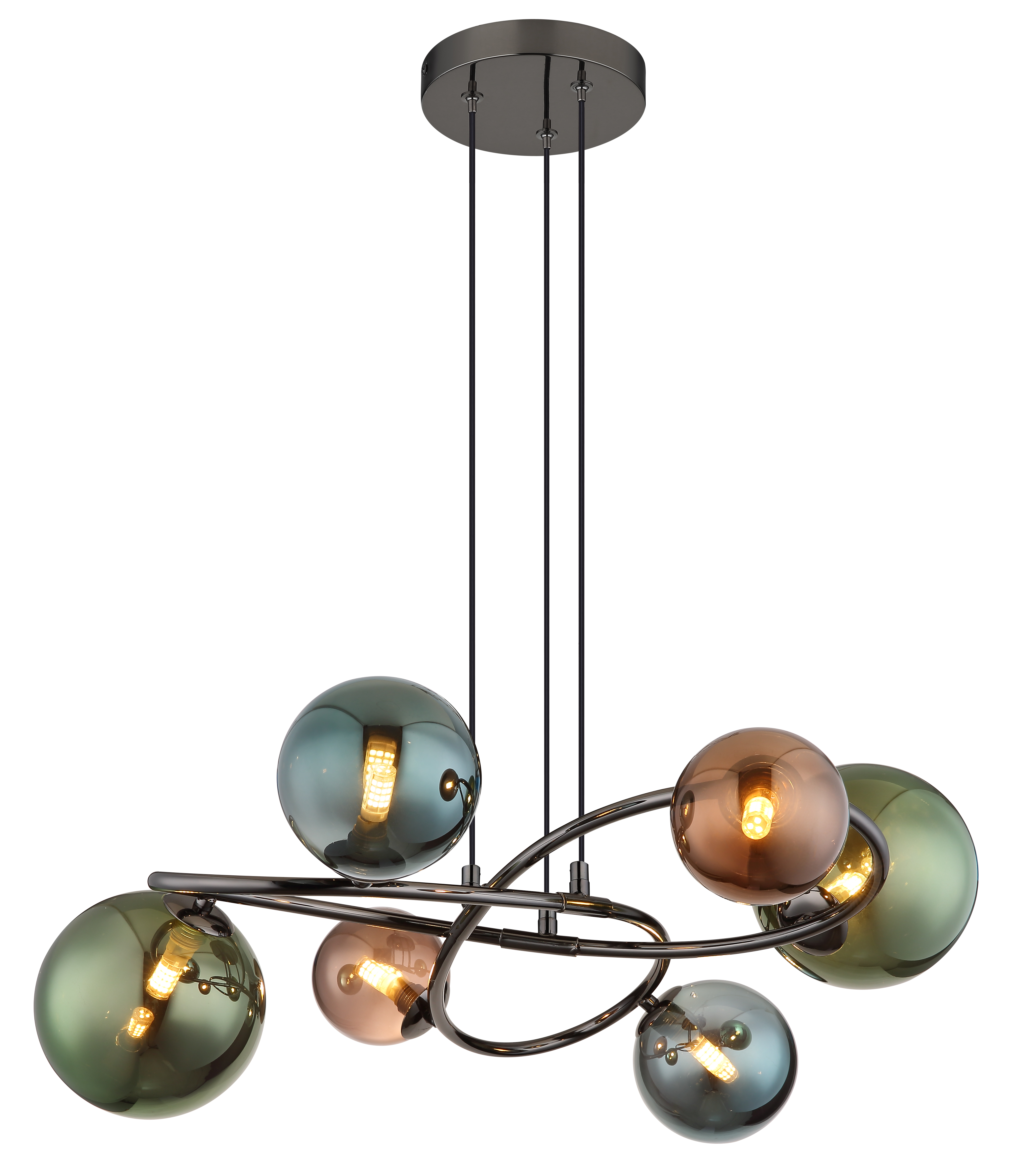 Pendelleuchte RIHA - 6xLED, Metall grau matt, 62,2x58,8x120cm