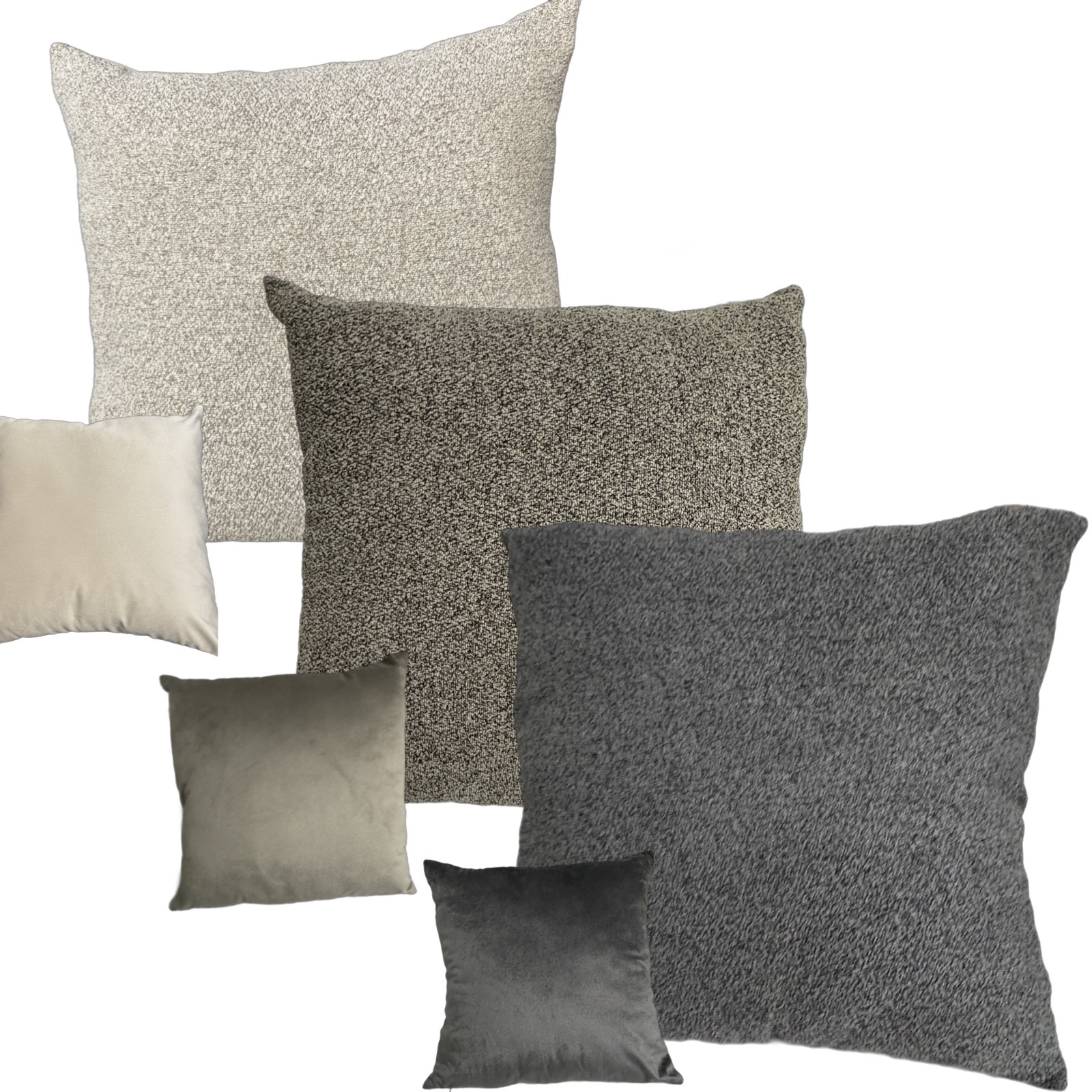 Kissen Bouclé, sort. - samt, 100% polyester, 45x45cm