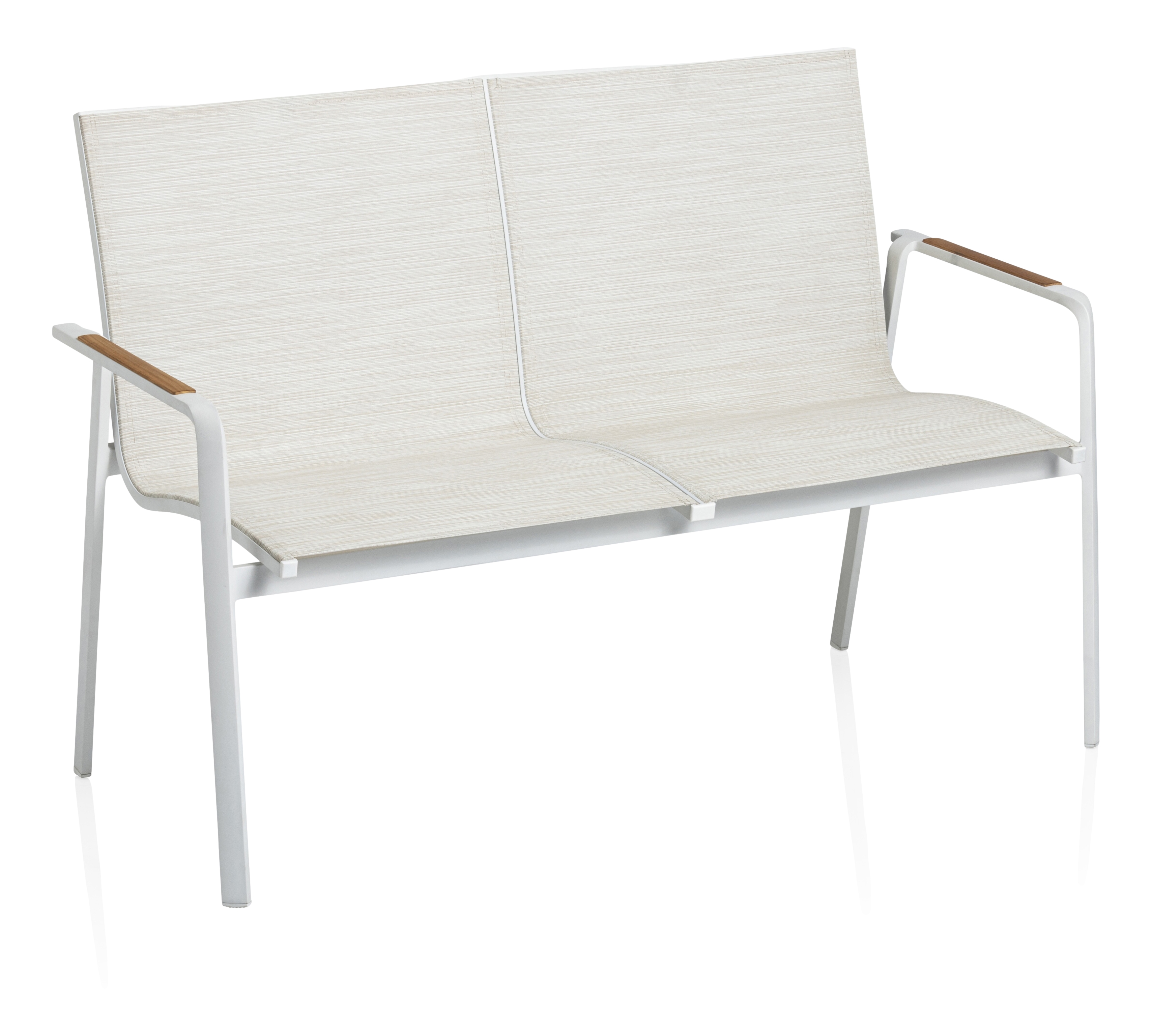 2er-Bank, weiß matt, beige, Outdoor - Diamond