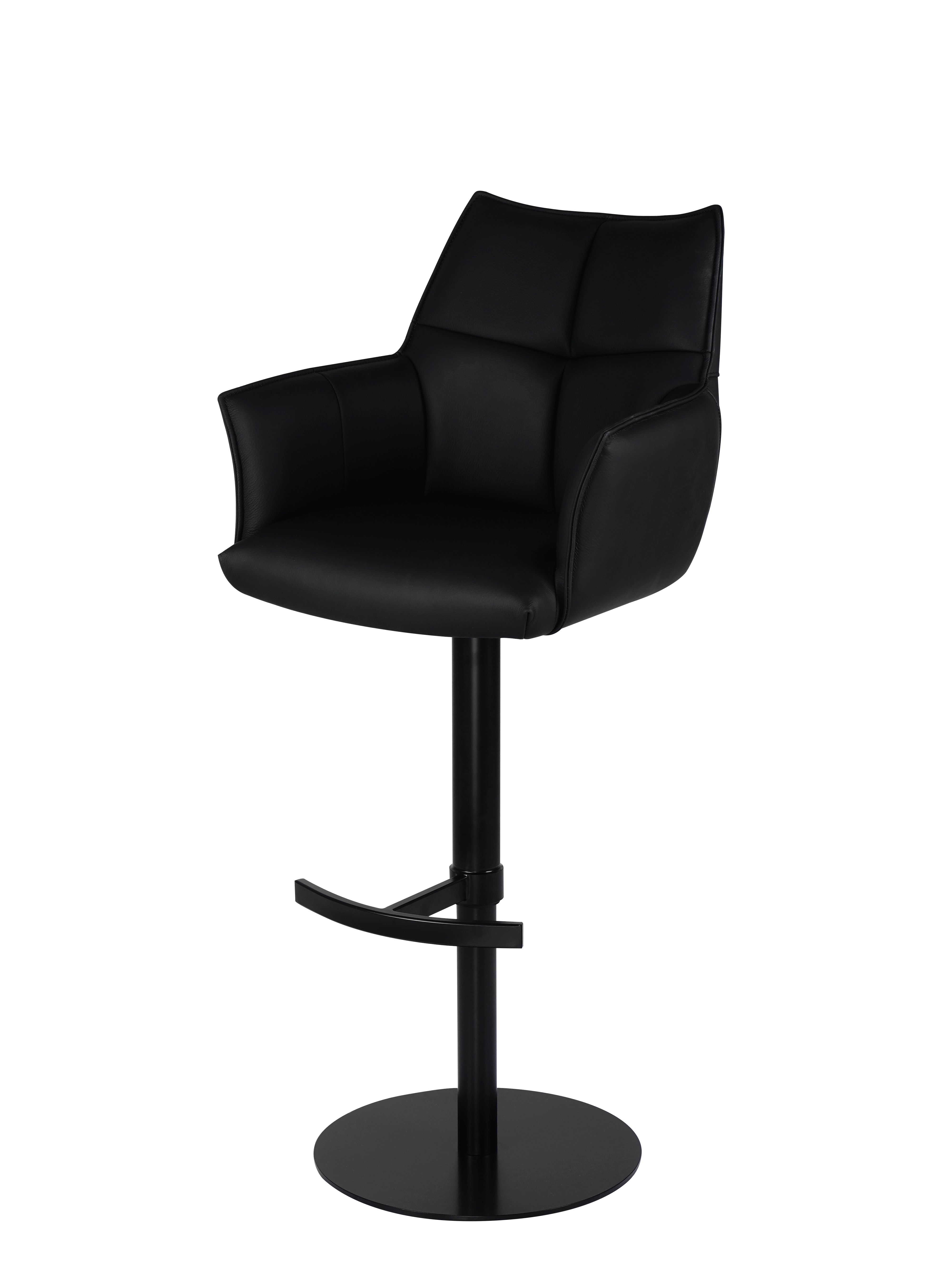 Barhocker, Leder schwarz  - Mele