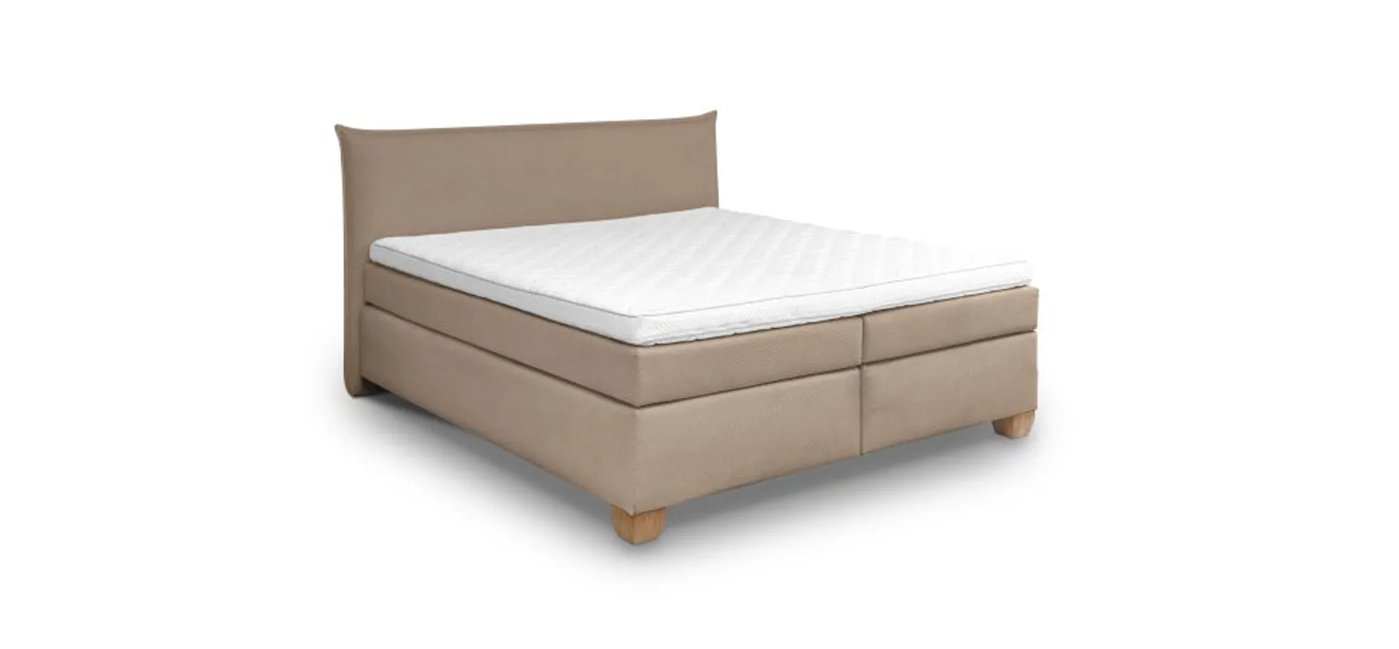  Boxspringbett HADAI- Liegefläche ca. 180x200 cm, Stoff, Hellbraun, TFK H2/TFK H3