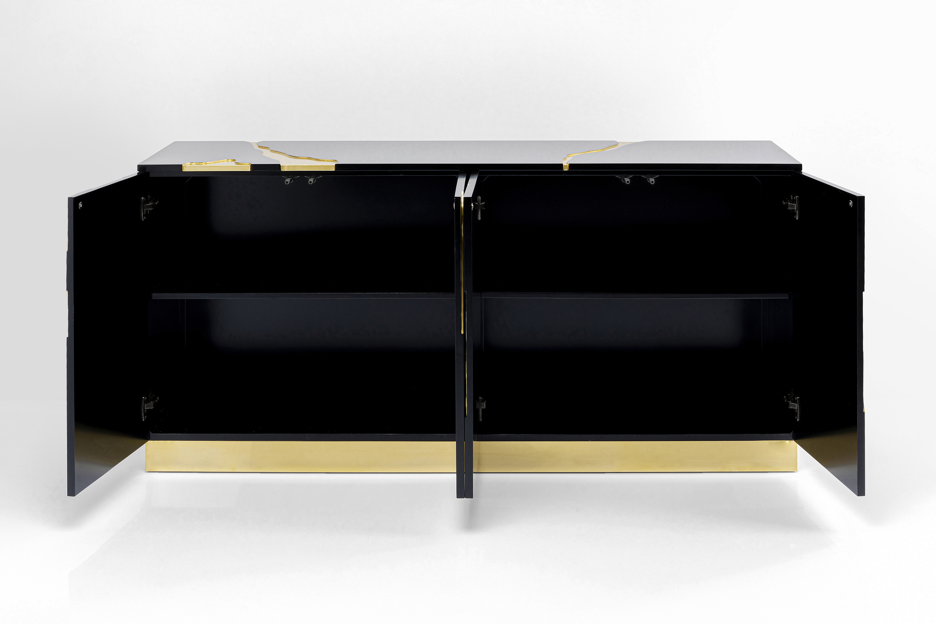 Sideboard, schwarz/gold, 4 Türen - Cracked