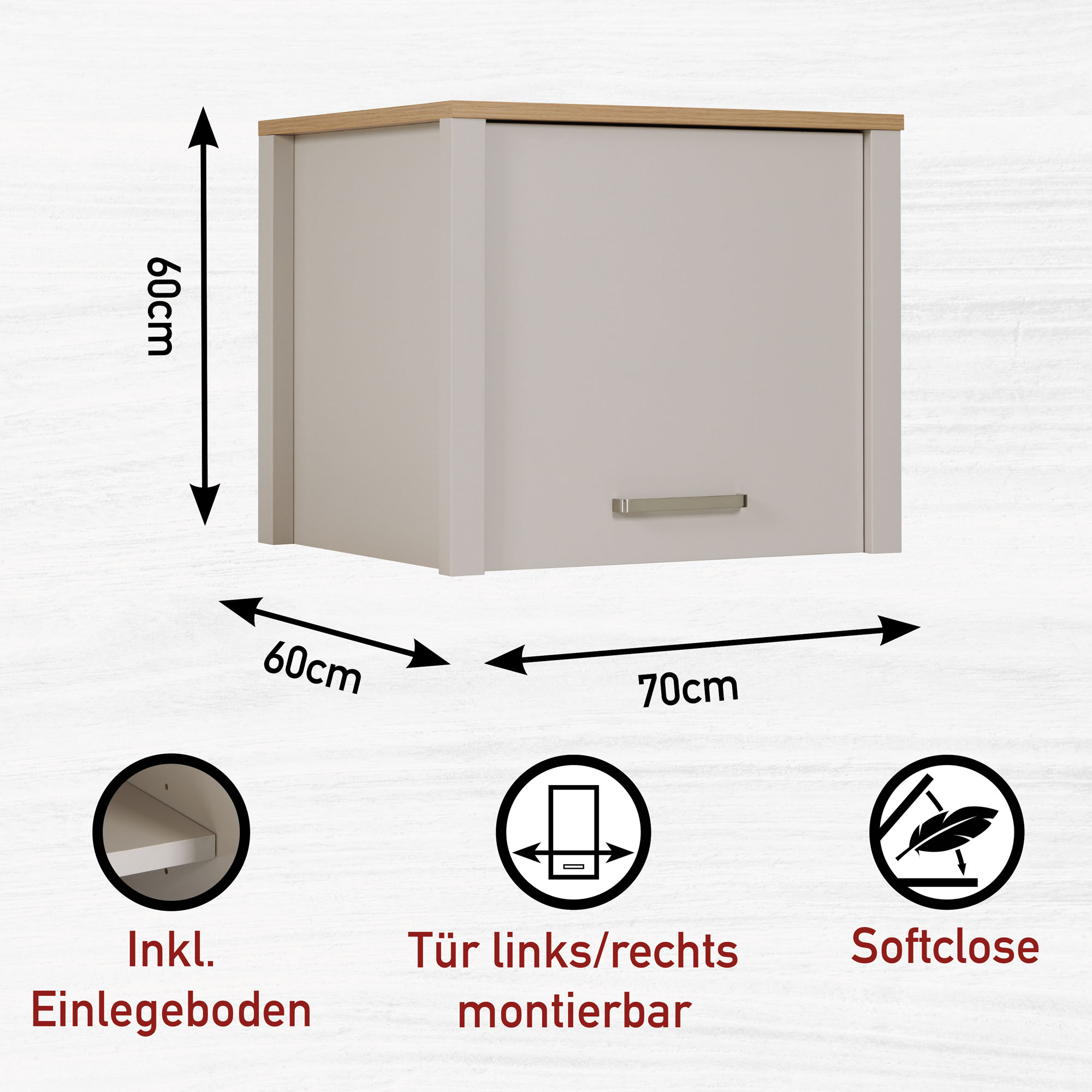 Schrankaufsatz, Kaschmir/Artisan Eiche - MyStyle 9004