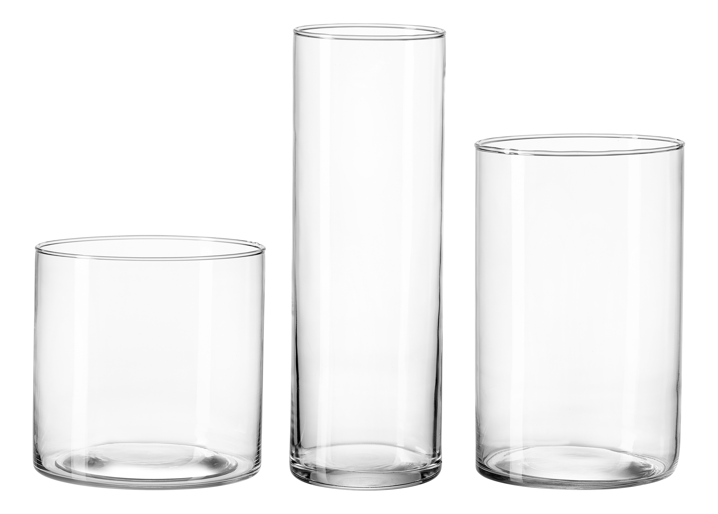 Vasenset Leonie, 3-Tlg. - Glas, Höhe 15cm, 21,5cm, 29,5cm