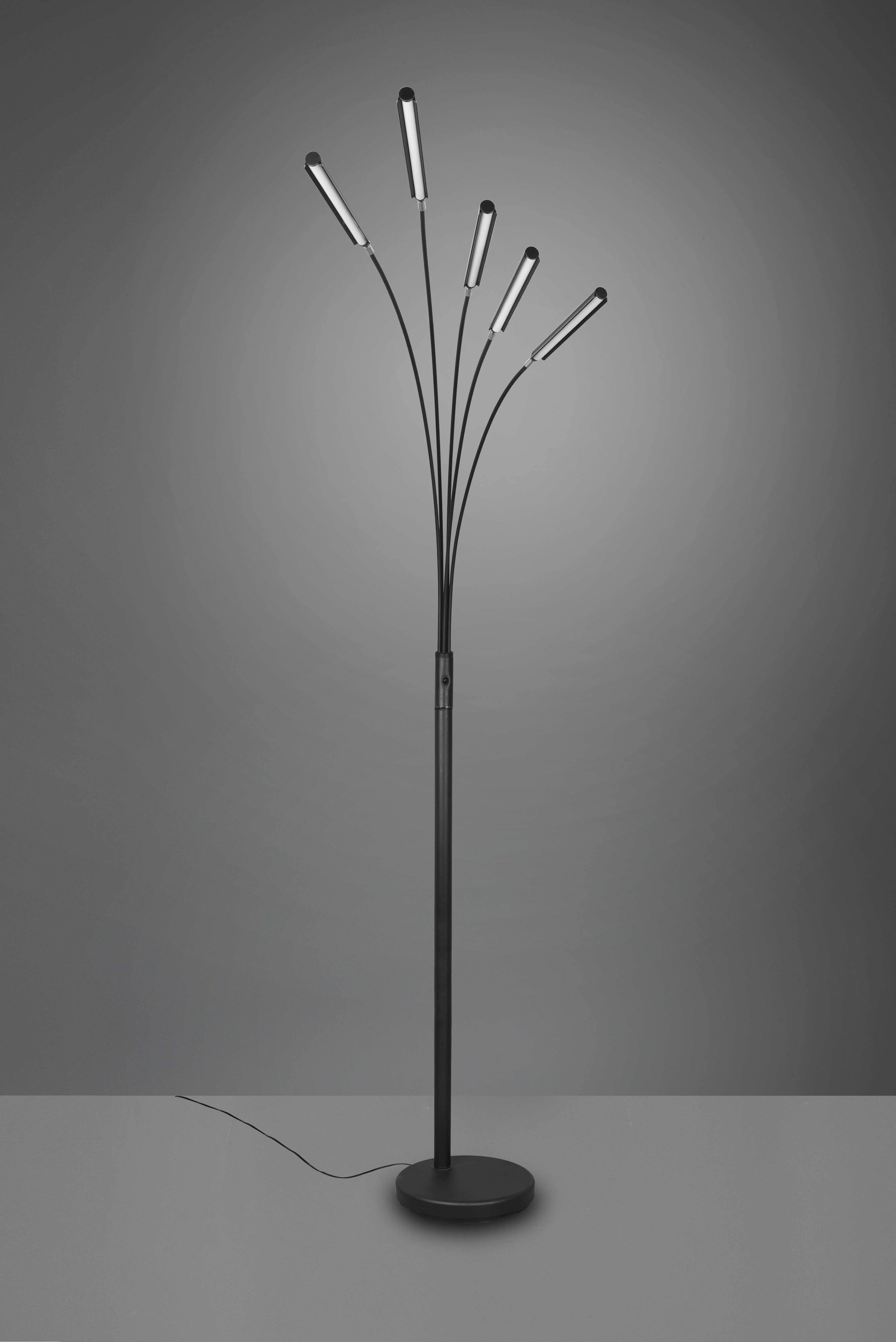 Stehleuchte Reed - 5flg., Metall/schwarz matt, ca.30,5 x 195,5cm