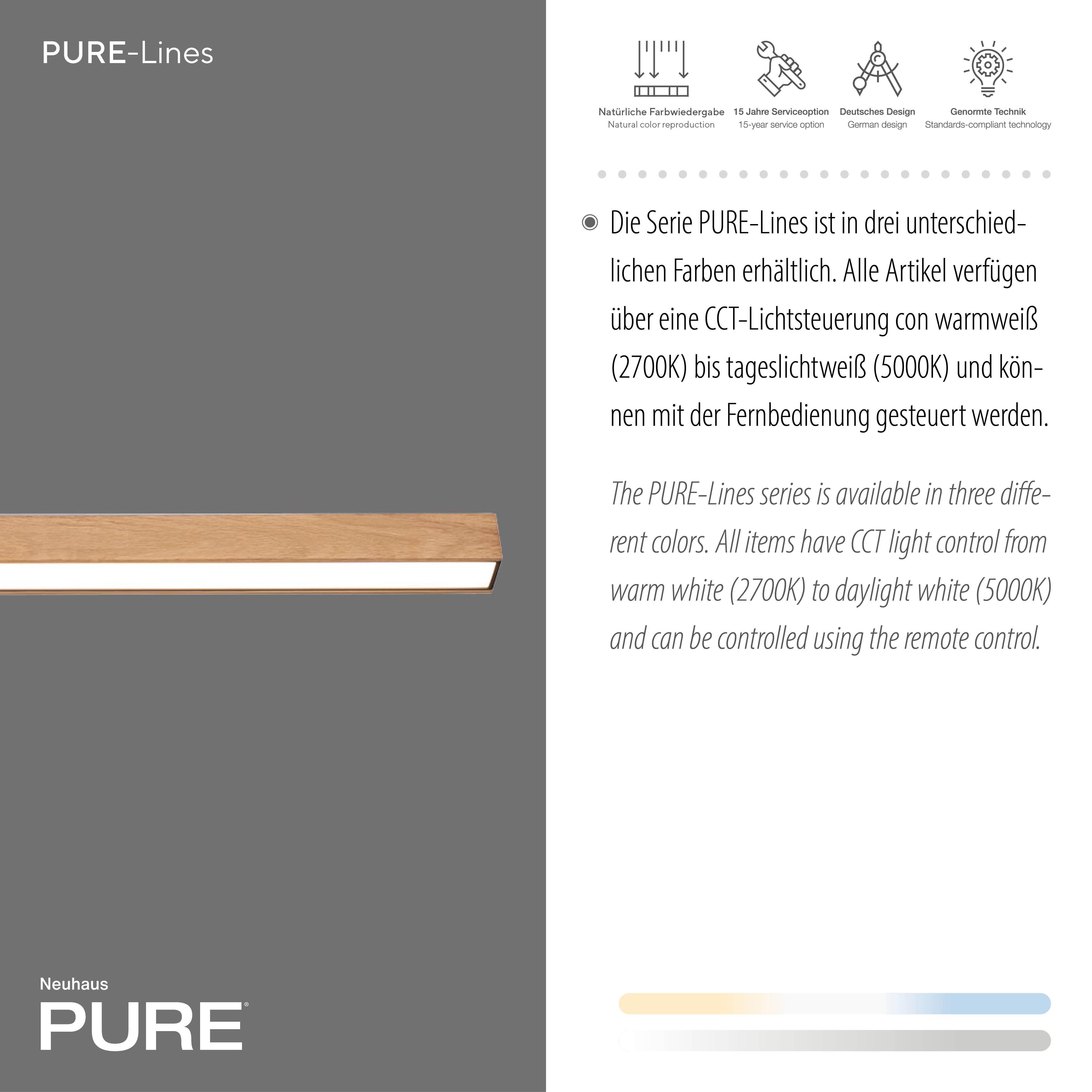 Deckenleuchte PURE Lines Straight - Holz-natur, mit Fernbedienung