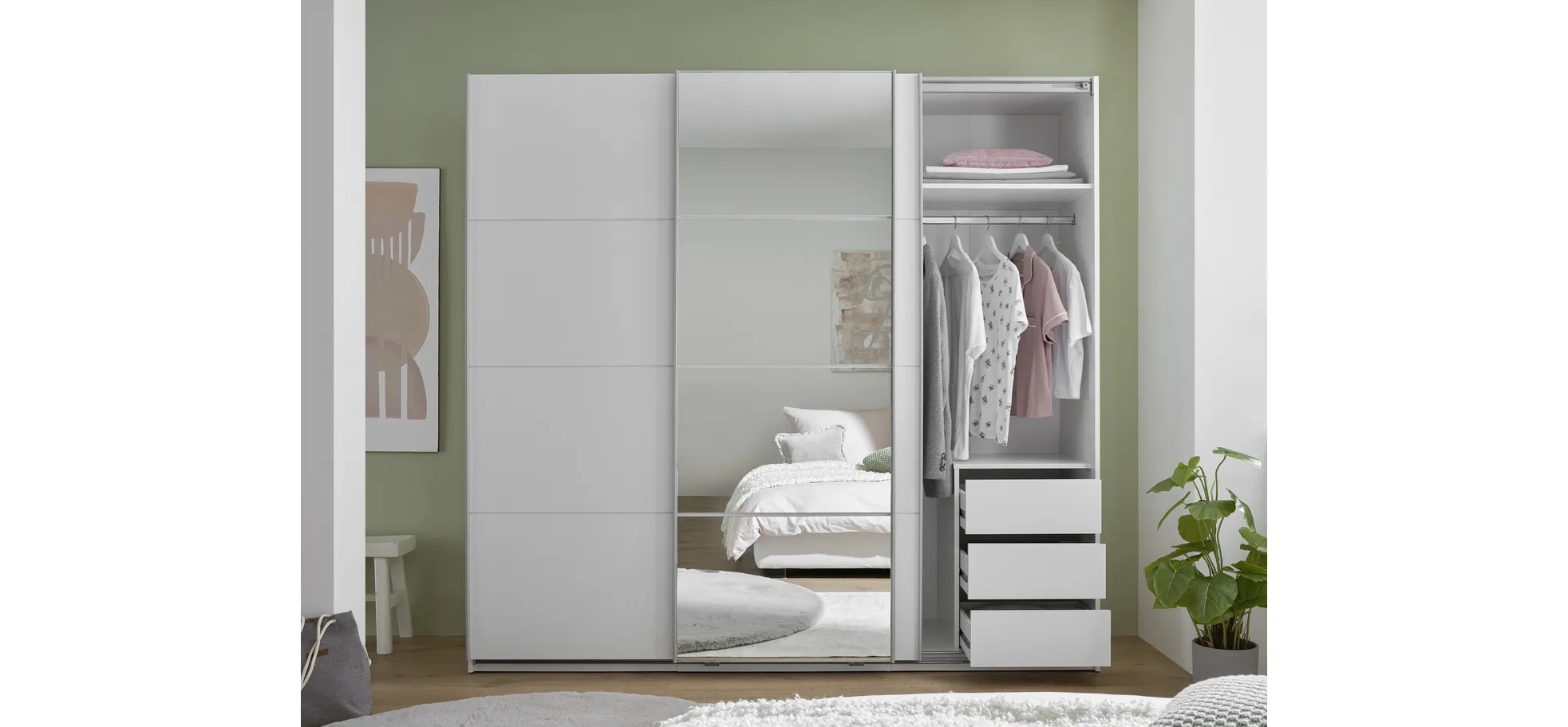 Schwebetürenschrank, weiß - MyStyle 3056