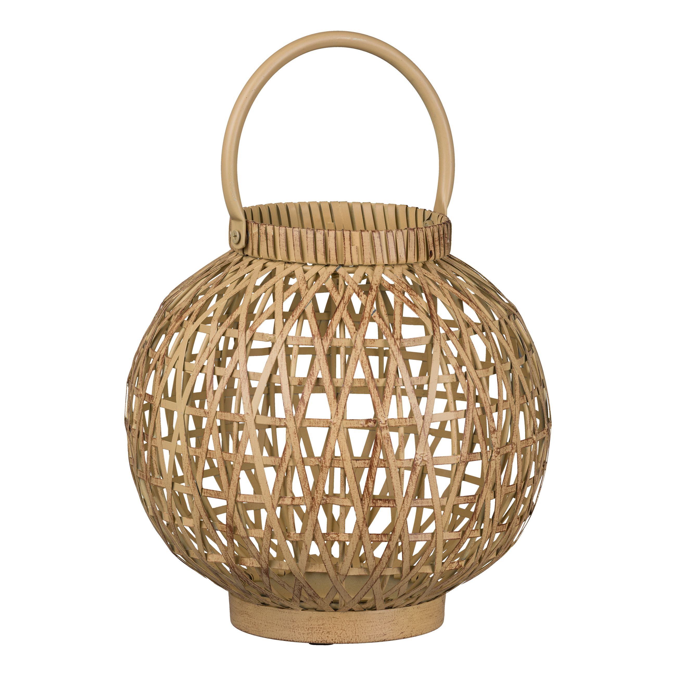 Windlicht - Metall Kugellaterne, Henkel, 25x25x24cm, Natur