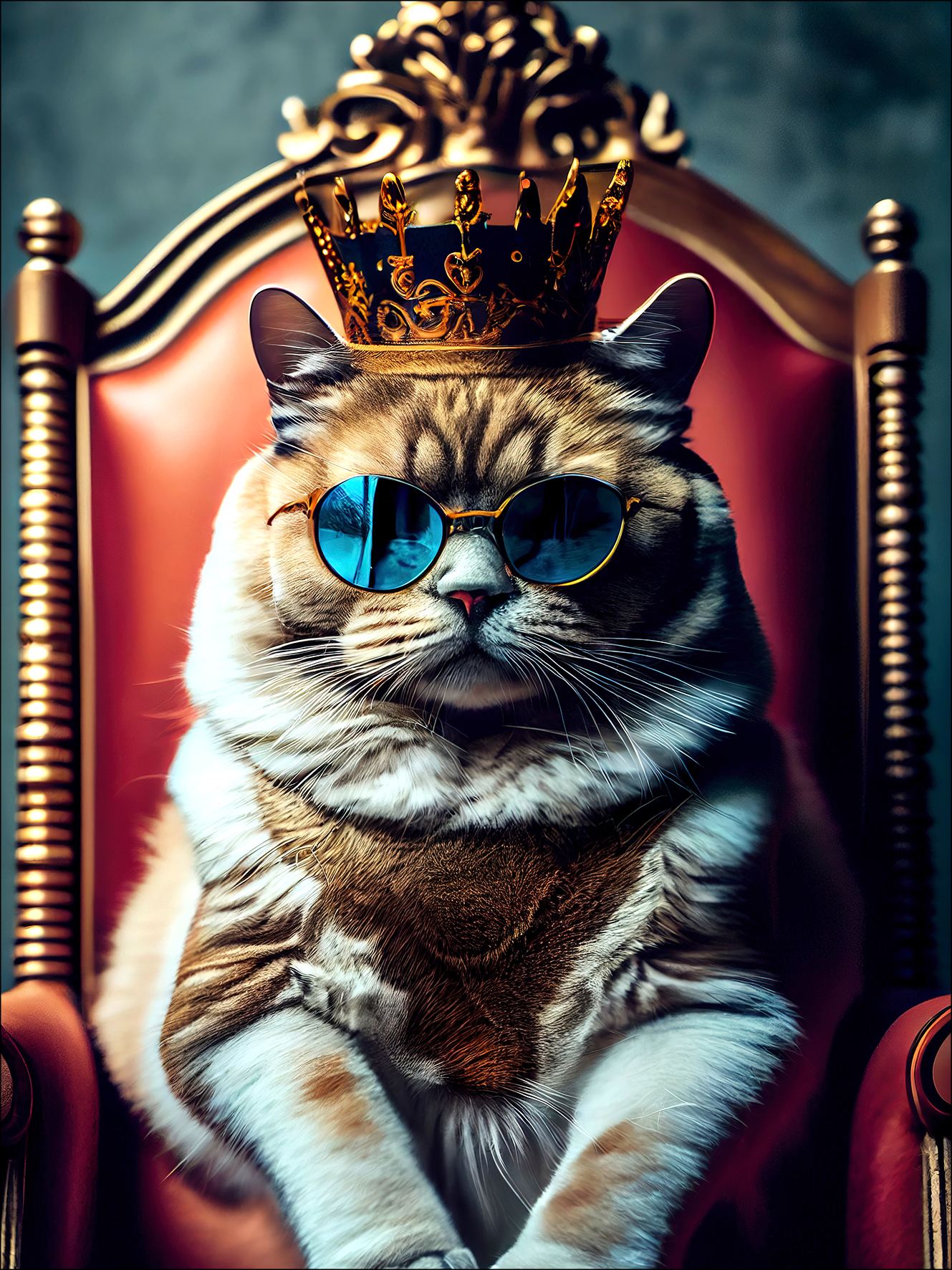 Bild "The cat is king" - Glas-Art, 60x80cm