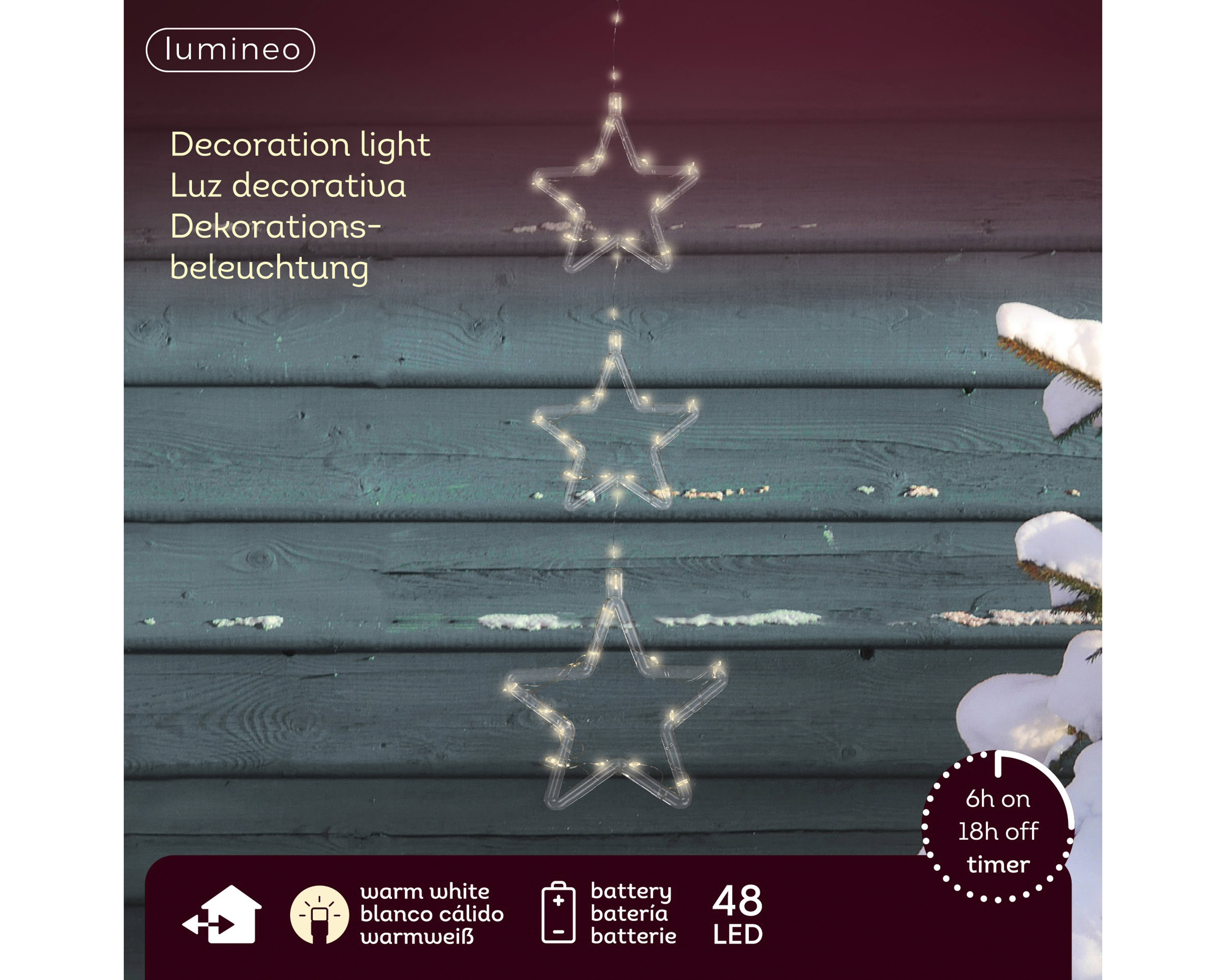 LED Sterne - transparent/warm weiss, Acryl, L58cm-48L