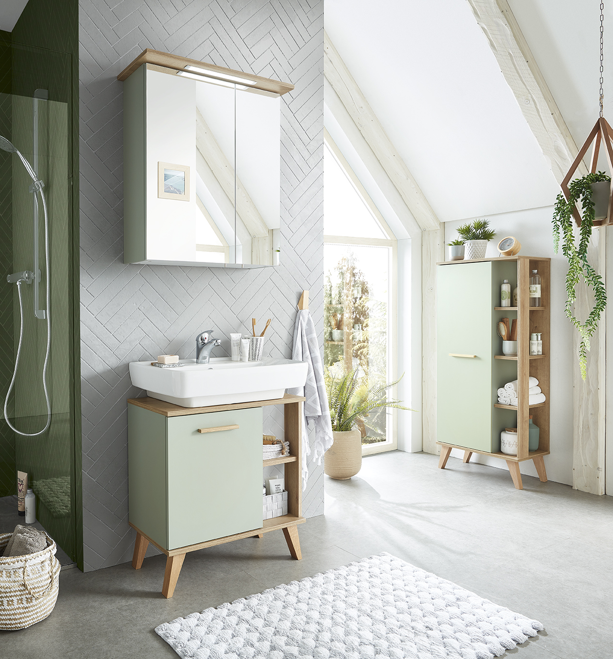 Waschbeckenunterschrank, Eiche, 1 Tür - QUICKSET - 963