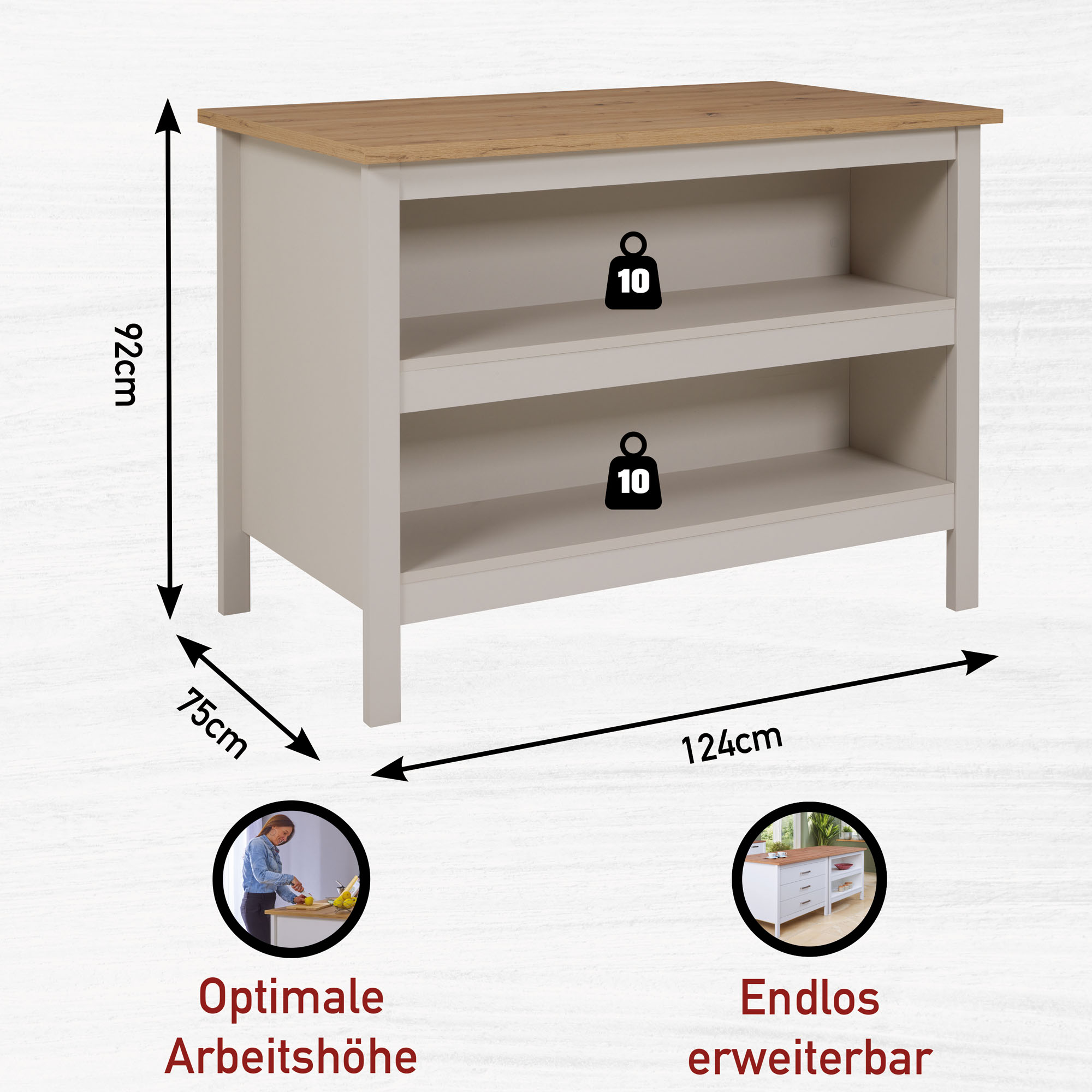 Bartisch, Kaschmir/Artisan Eiche - MyStyle 4060