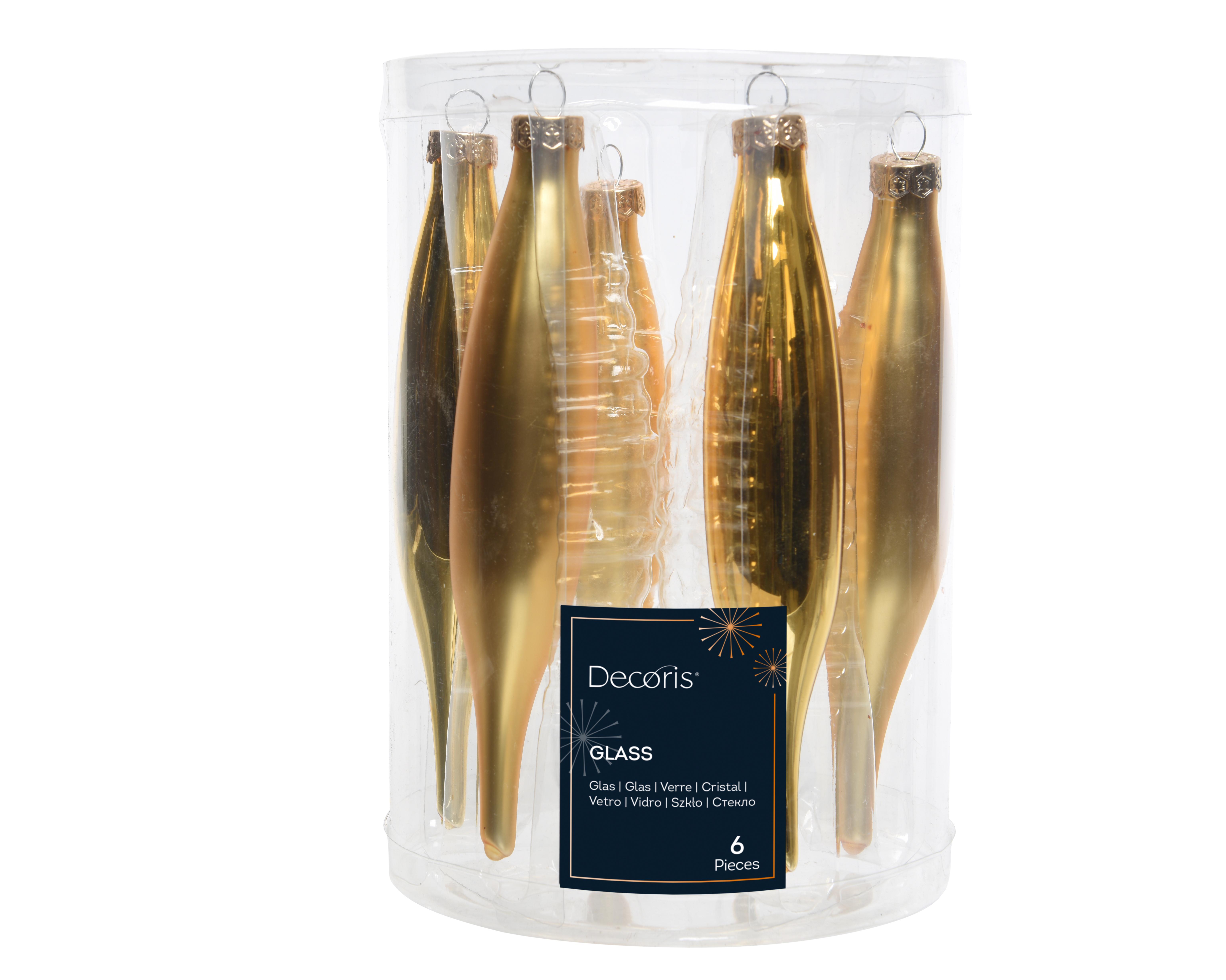 Hänger Eiszapfen 6-er - schwarz, Glas, Ø3-H15cm