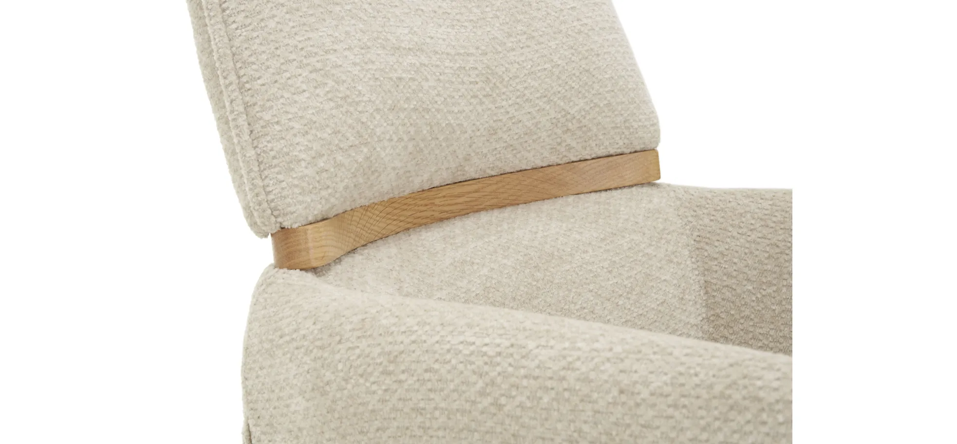 Armlehnstuhl, Bezug beige, Gestell Eiche - Marou