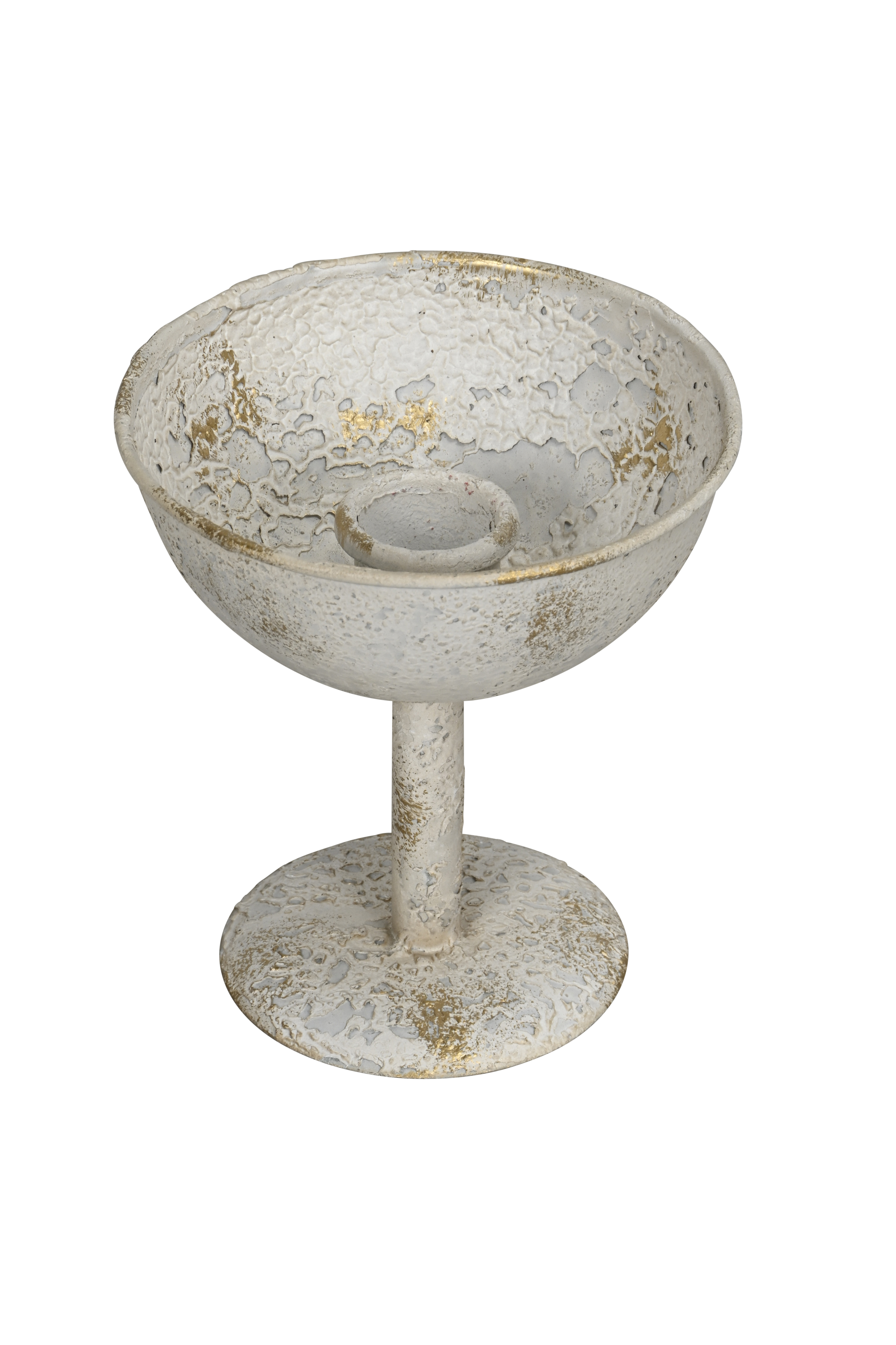 Kerzenhalter auf Fuß - creme gold, 11,5x12cm